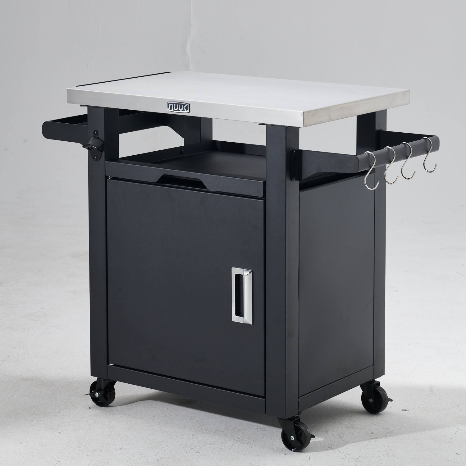 Nuuk Deluxe Outdoor Rolling Prep Station, 20 X 30 Stainless Steel Kitchen Storage Island With Enclosed Cabinet And Storage JSQJNZ95_OVXST