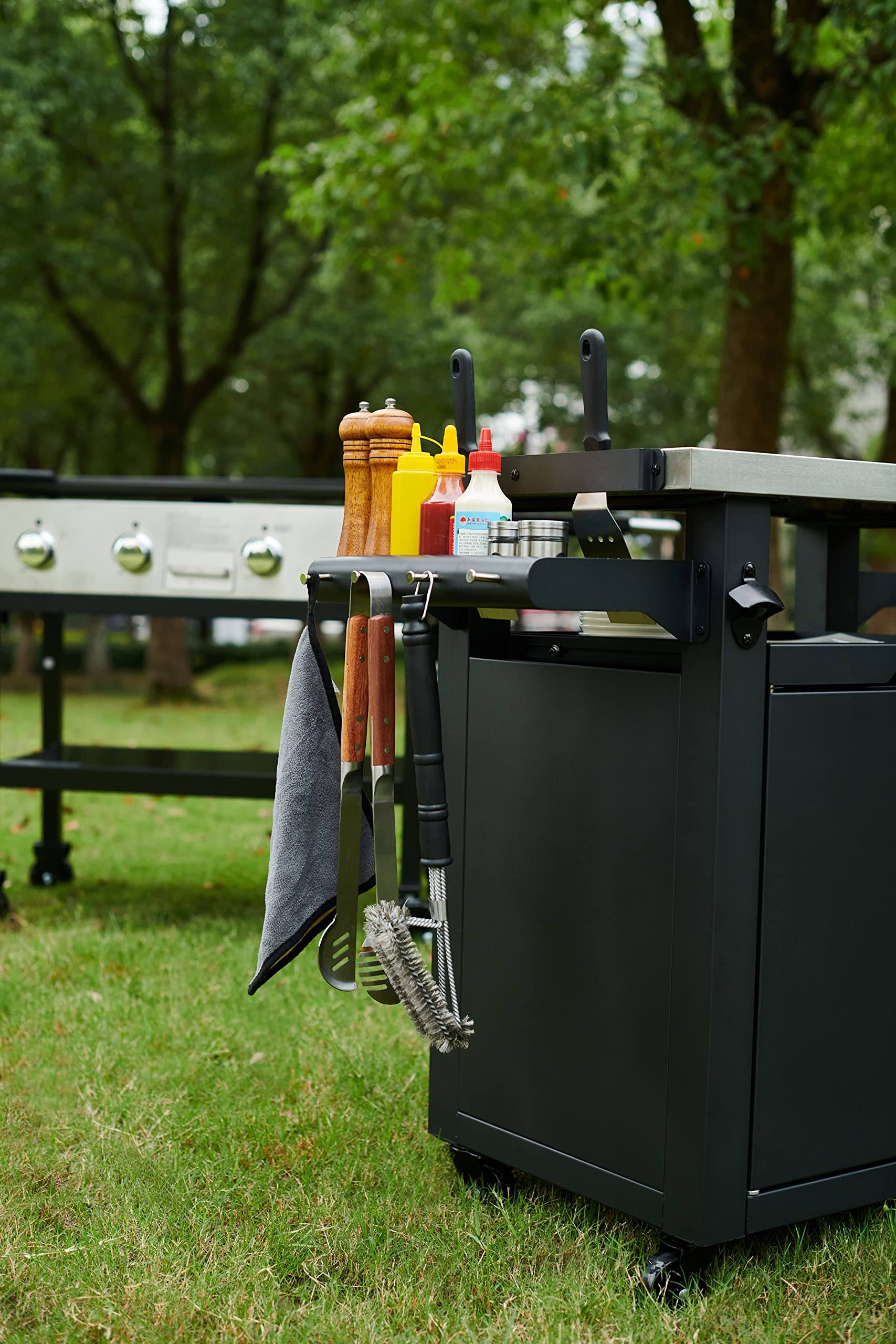 Nuuk Deluxe Outdoor Rolling Prep Station, 20 X 30 Stainless Steel Kitchen Storage Island With Enclosed Cabinet And Storage JSQJNZ95_OVXST
