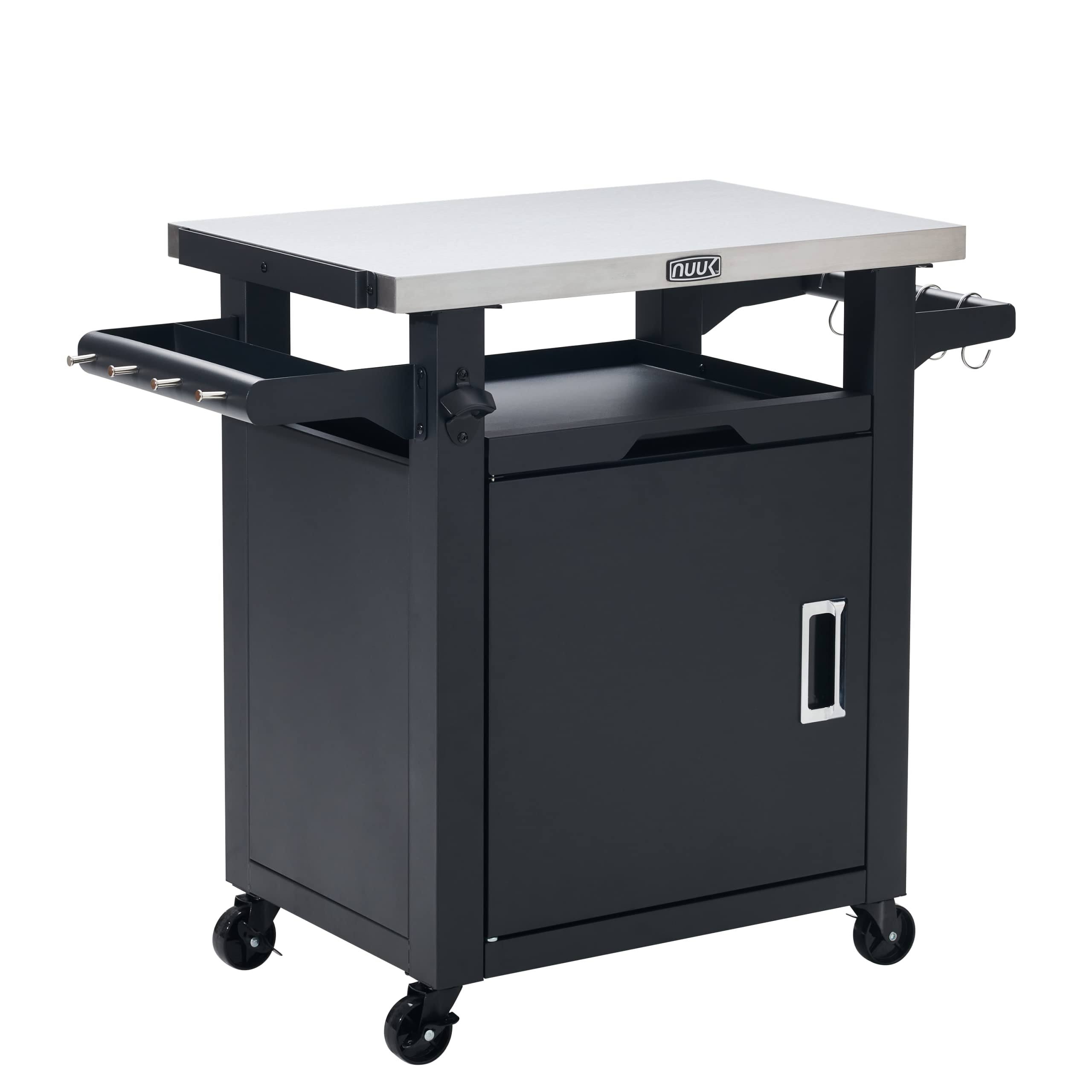 Nuuk Deluxe Outdoor Rolling Prep Station, 20 X 30 Stainless Steel Kitchen Storage Island With Enclosed Cabinet And Storage JSQJNZ95_OVXST