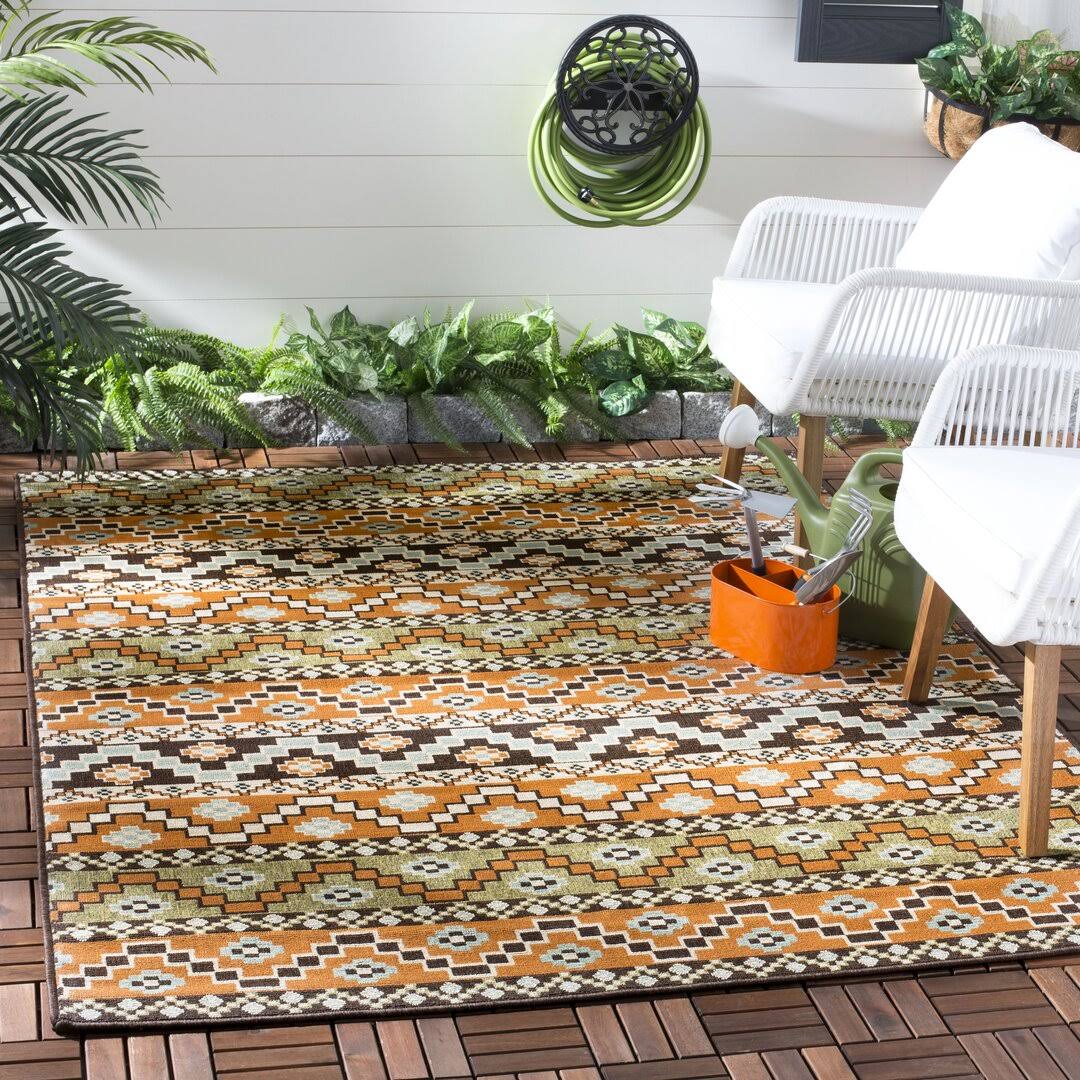 Bungalow Rose Zahr Orange/Brown Indoor/Outdoor Area Rug, Size: Rectangle 6'7 Inch X 9'6 NV1KYF9E_VHN6I