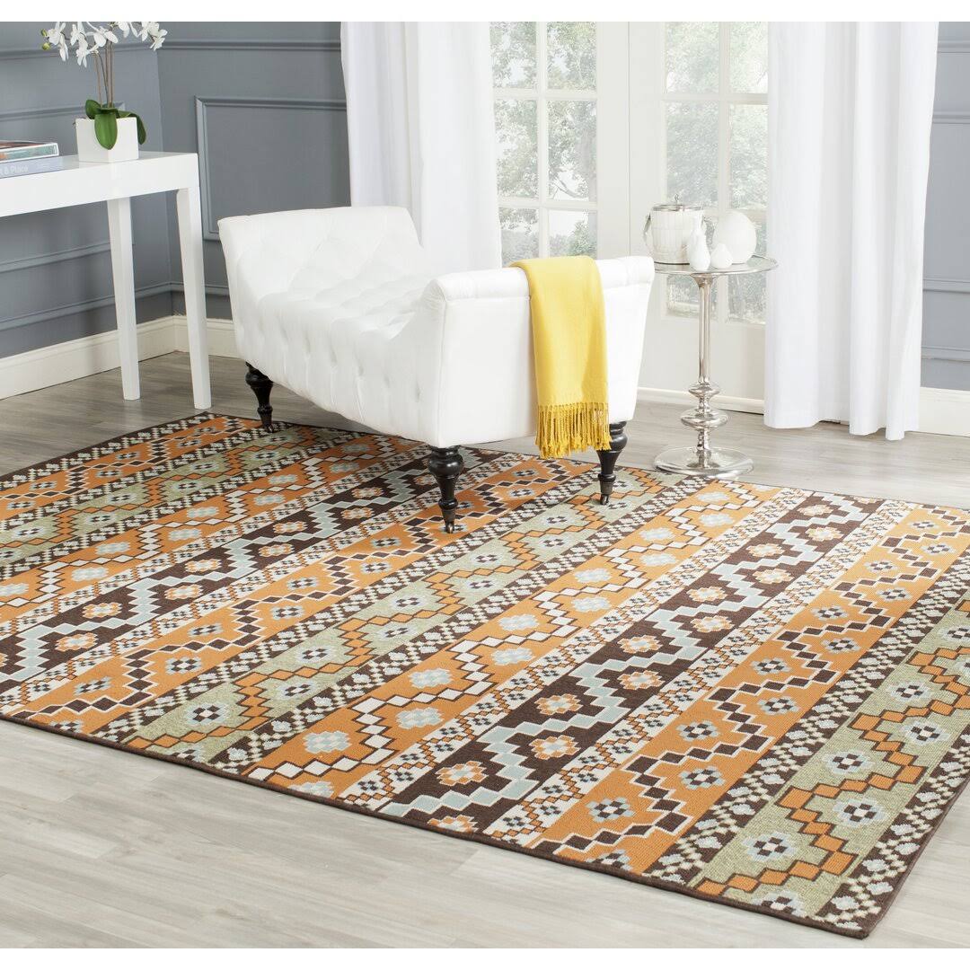 Bungalow Rose Zahr Orange/Brown Indoor/Outdoor Area Rug, Size: Rectangle 6'7 Inch X 9'6 NV1KYF9E_VHN6I