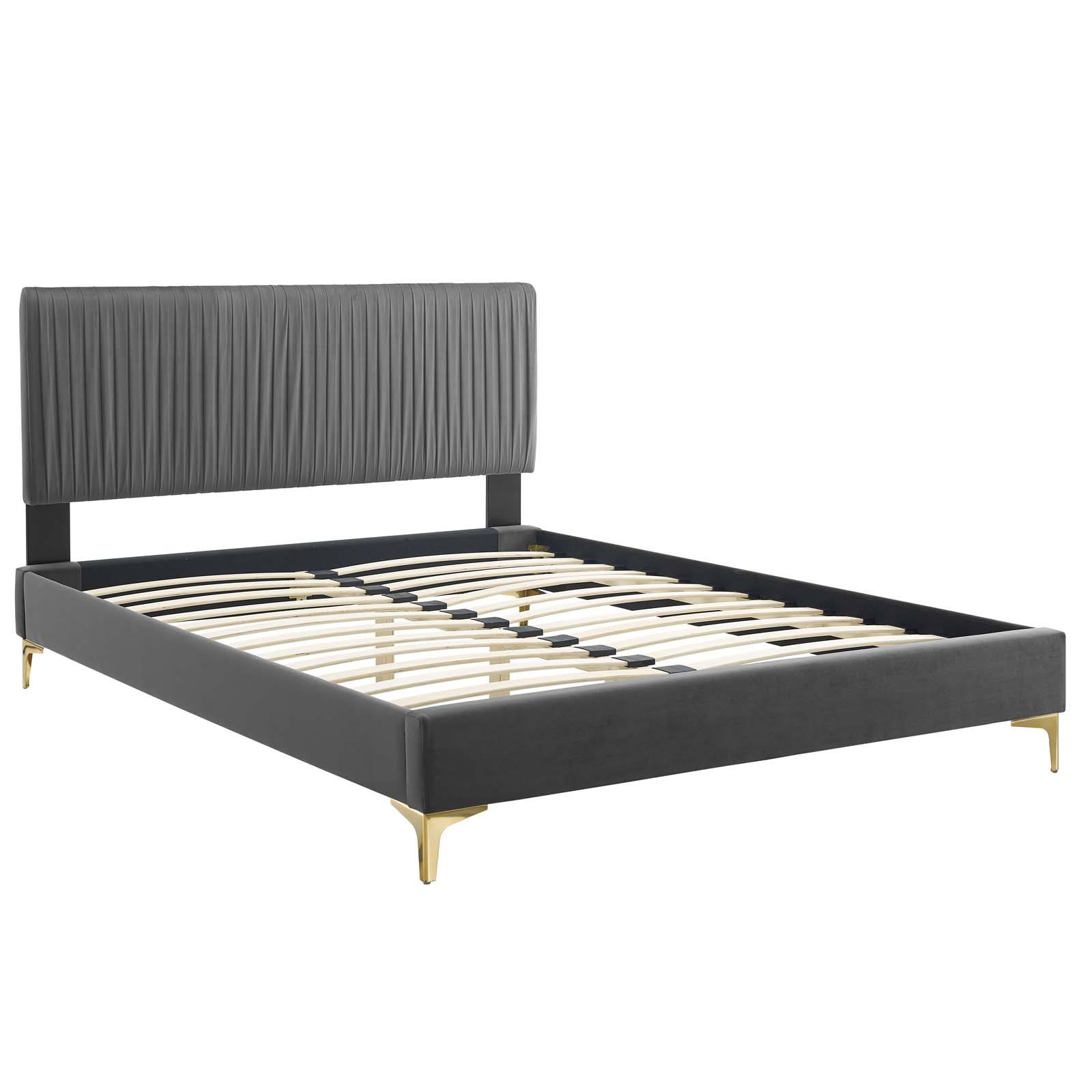 Modway Peyton Performance Velvet Queen Platform Bed, WLMS7MQR_EFKES