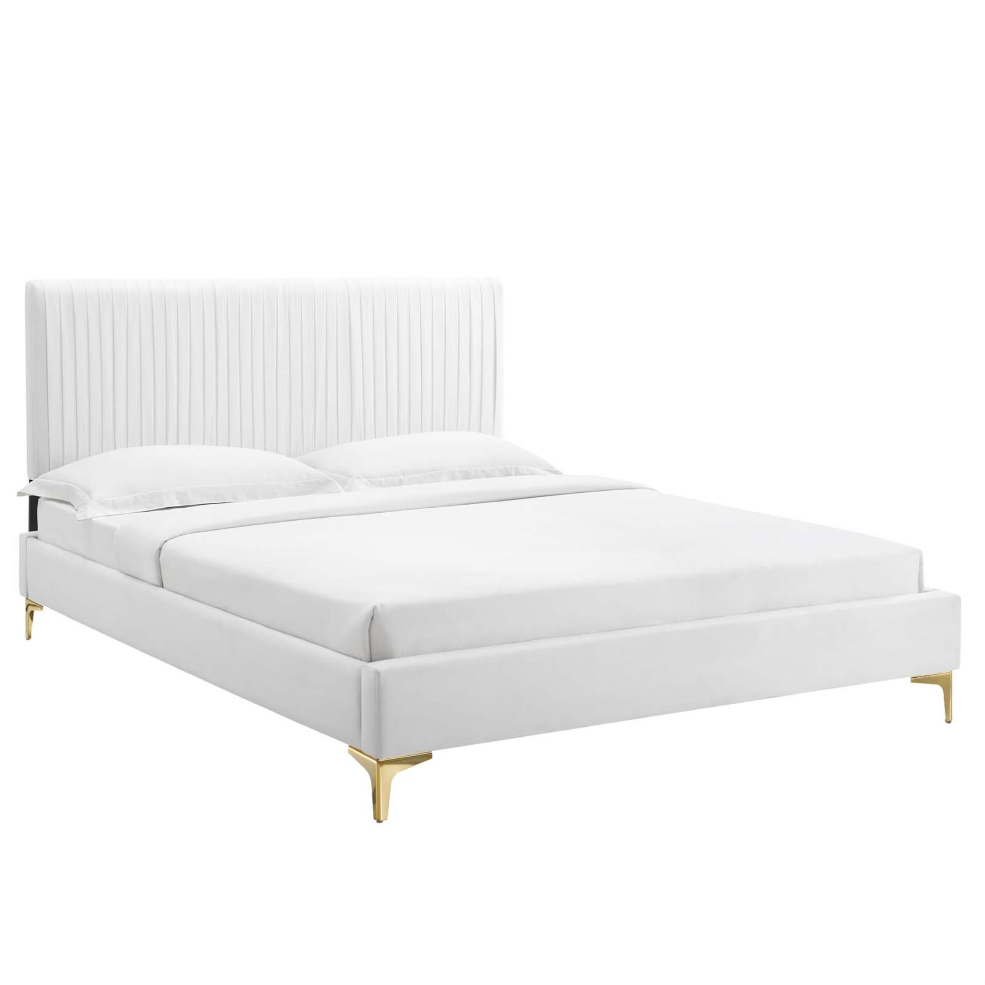 Modway Peyton Performance Velvet Queen Platform Bed, WLMS7MQR_EFKES