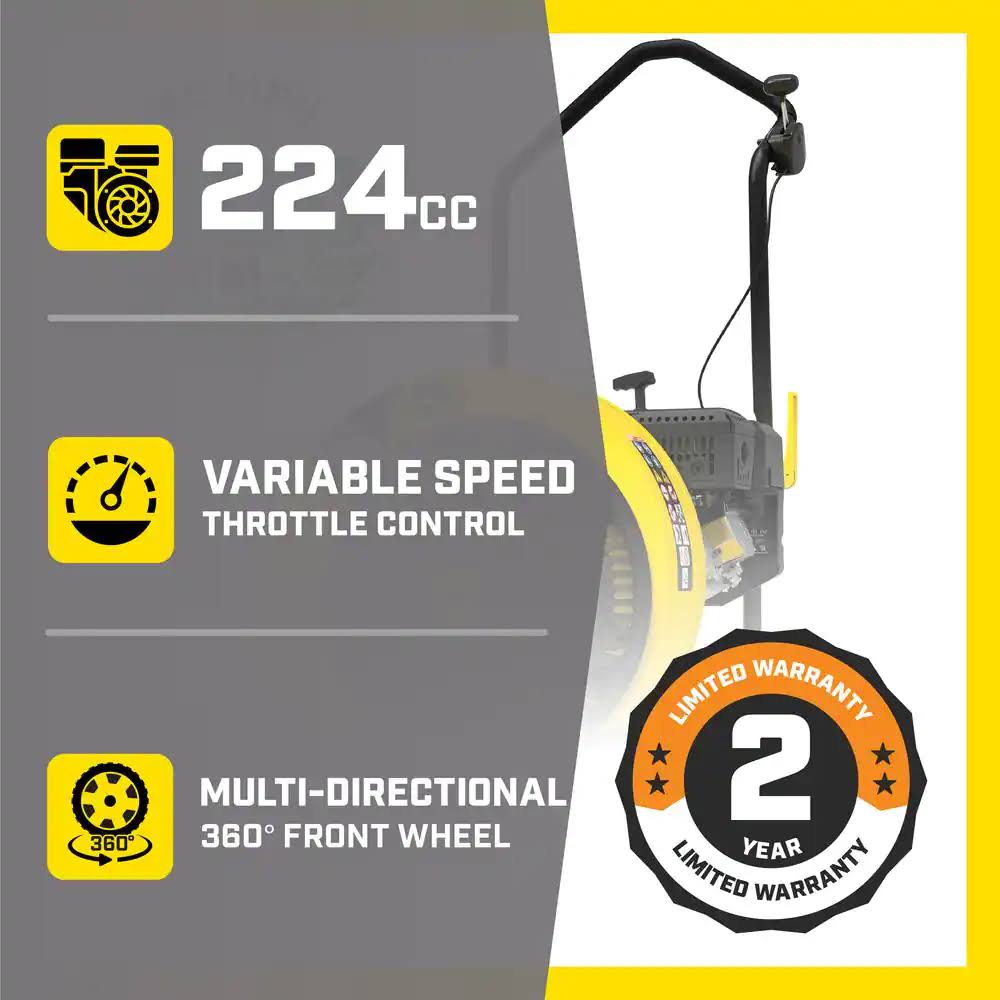 Champion Power Equipment 200947 160 Mph 1300 Cfm 224 Cc Walk-Behind Gas Leaf Blower With Swivel Front Wheel And 90-Degree Flow IZHWQDPT_SHLUB