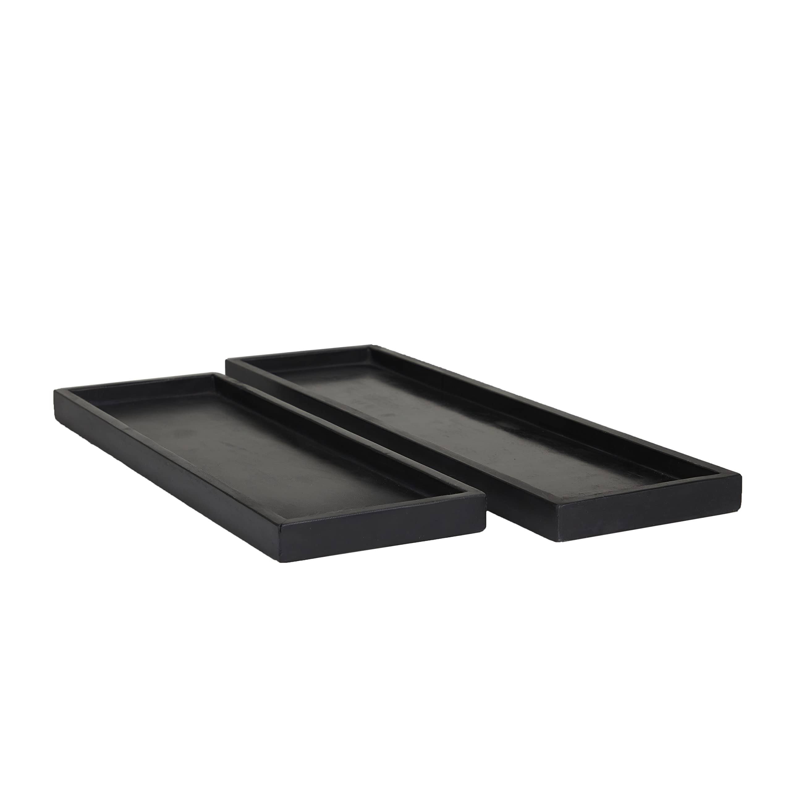 Cosmoliving By Cosmopolitan Green Marble Decorative Tray With Raised Border (Set Of 2) RHT3BXFQ_WA99E