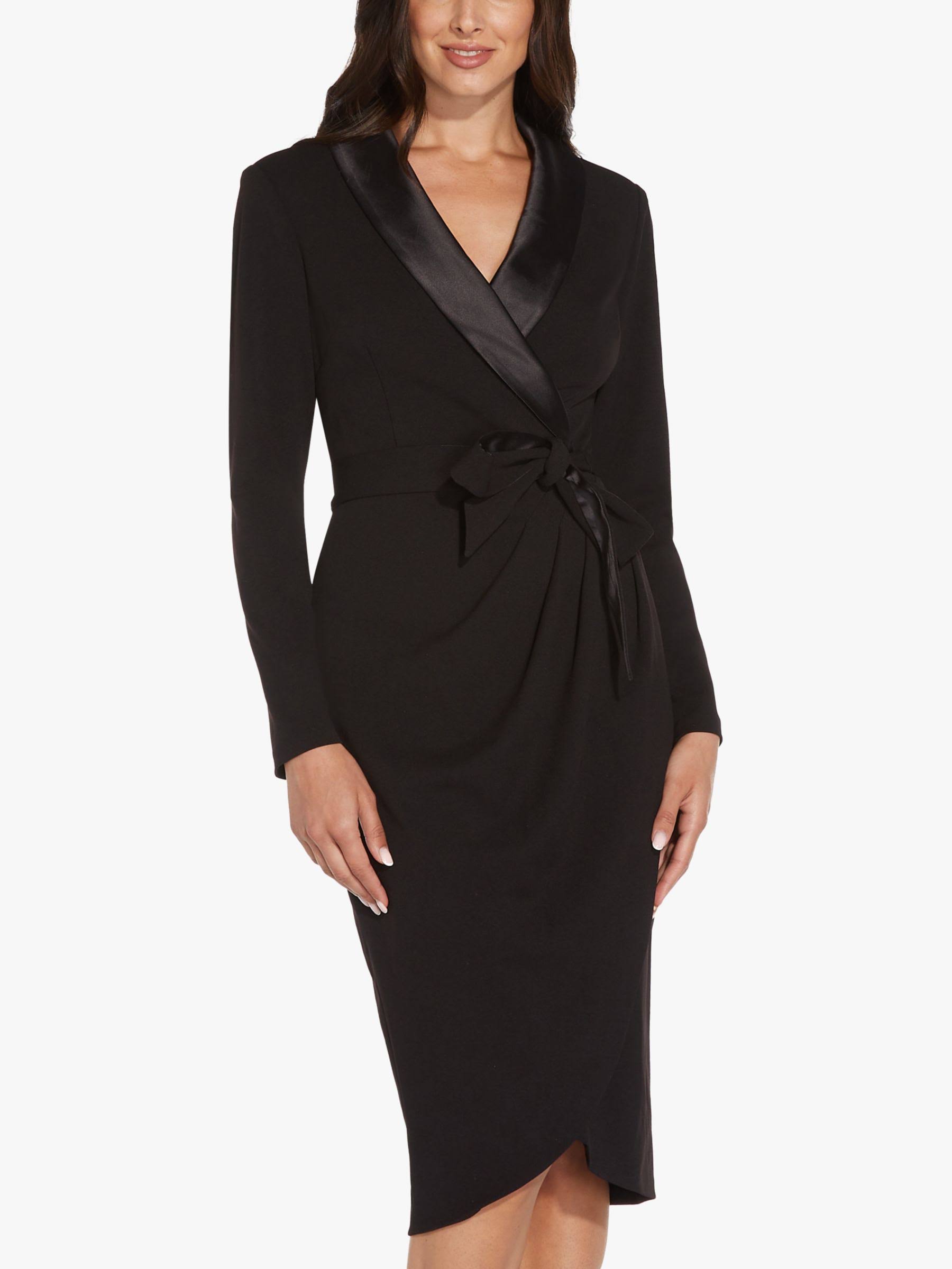 Adrianna Papell Knit Crepe Tuxedo Sheath Dress, Black, Size: QATGQMNB_9KW27