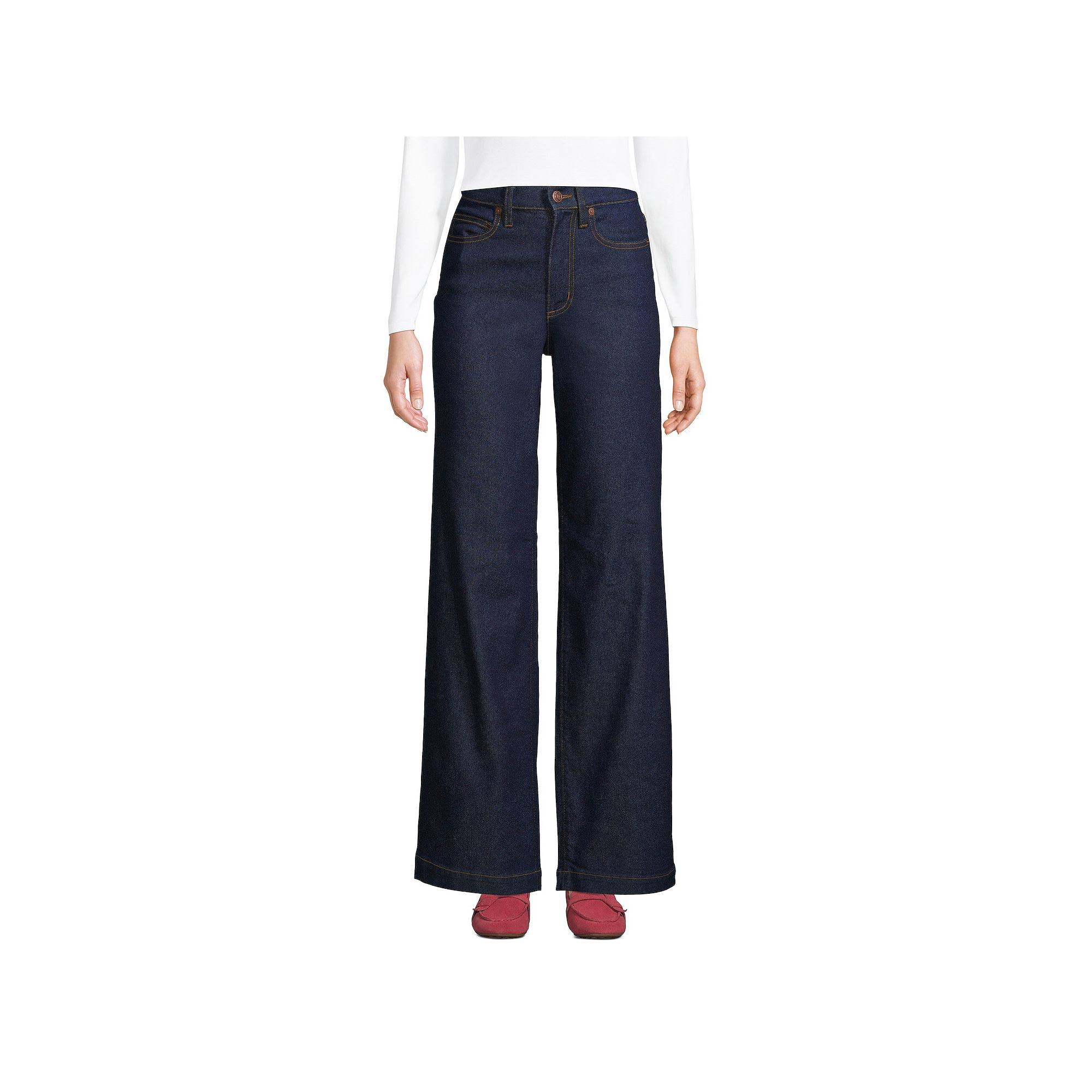 Lands' End Women's Tall Recover High Rise Wide Leg Blue Jeans, Size: Tall 10 8UJMPZRI_MJVEG