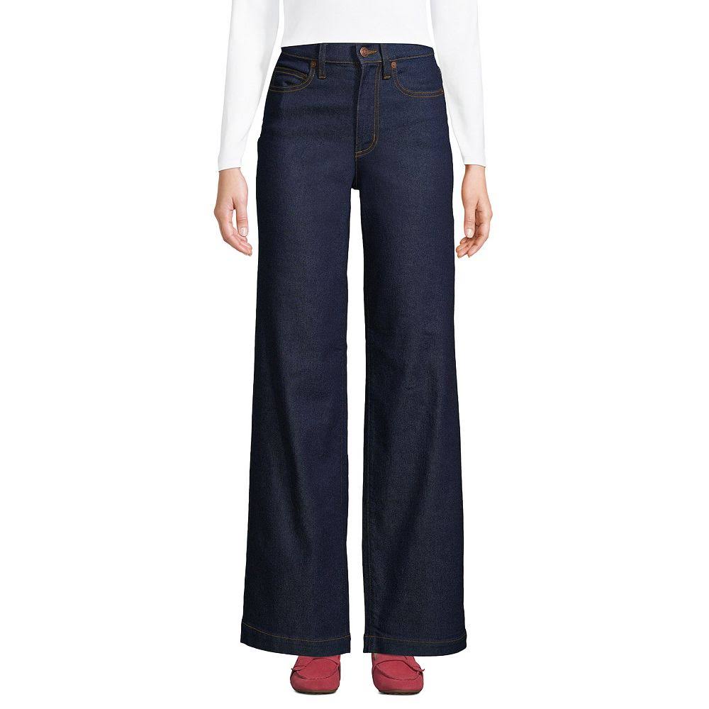 Lands' End Women's Tall Recover High Rise Wide Leg Blue Jeans, Size: Tall 10 8UJMPZRI_MJVEG