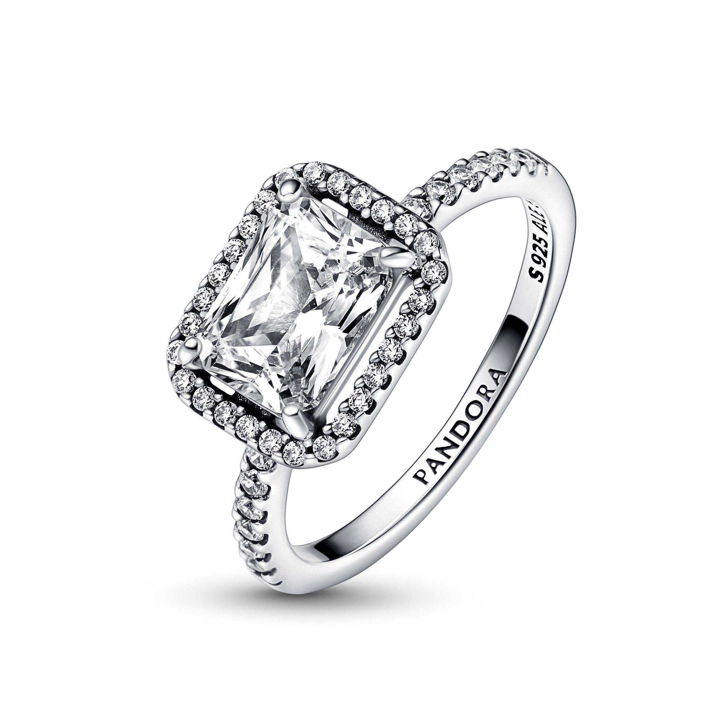 Pandora Rectangular Sparkling Halo Ring Sterling Silver / 7.J9MFF6SH_QX4GB