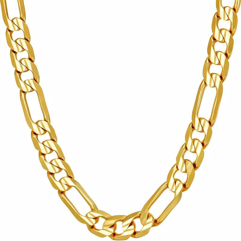 Gold Figaro Chain 7mm Fashion Jewelry Necklaces, 24k Overlay, Resists VTJ3RCIT_QPN5I