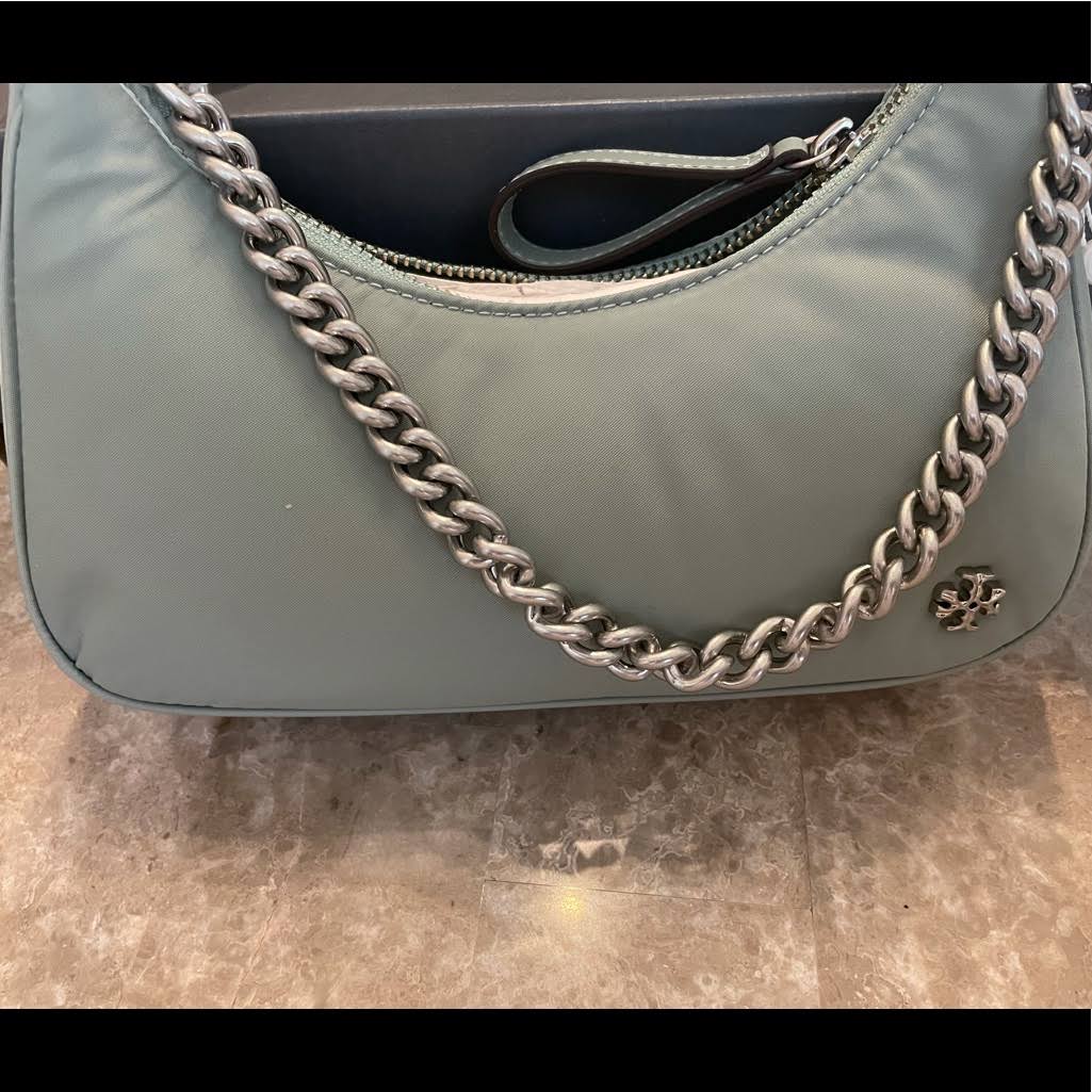 Tory Burch 151 Mercer Small Crescent Bag In Blue VCEULCL2_VZCVK