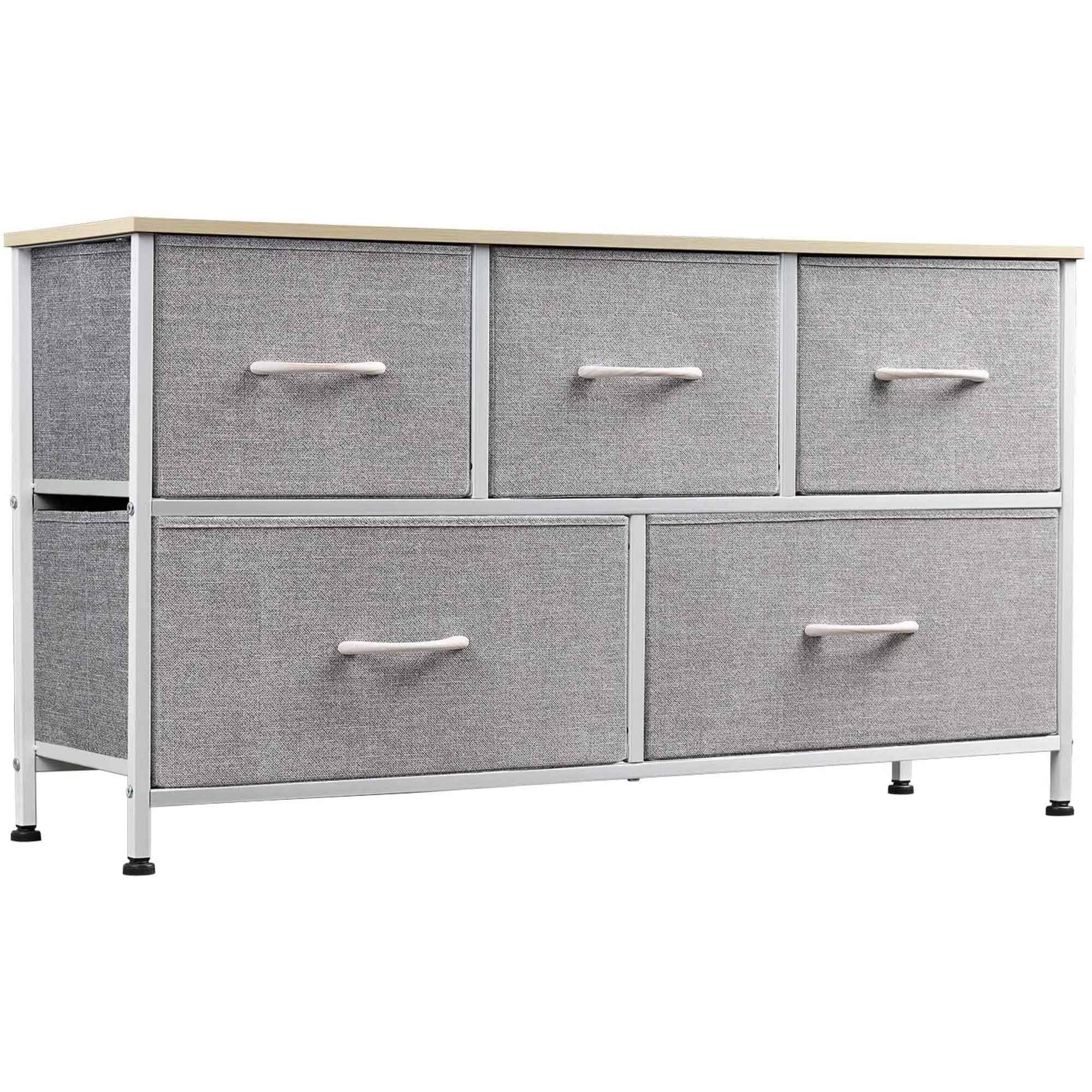 Wlive Dresser With 5 Drawers, Fabric Storage Tower, Organizer Unit For Bedroom, Hallway, Entryway, Closets, Sturdy Steel Frame, Wood Top, Easy JS1IGM1S_Z6J5Z