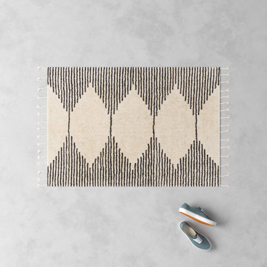 Forage Moroccan Handmade Cotton Beige Area Rug Allmodern Rug Size: Rectangle 2'6 X 4' VKCIOXHX_A87RK
