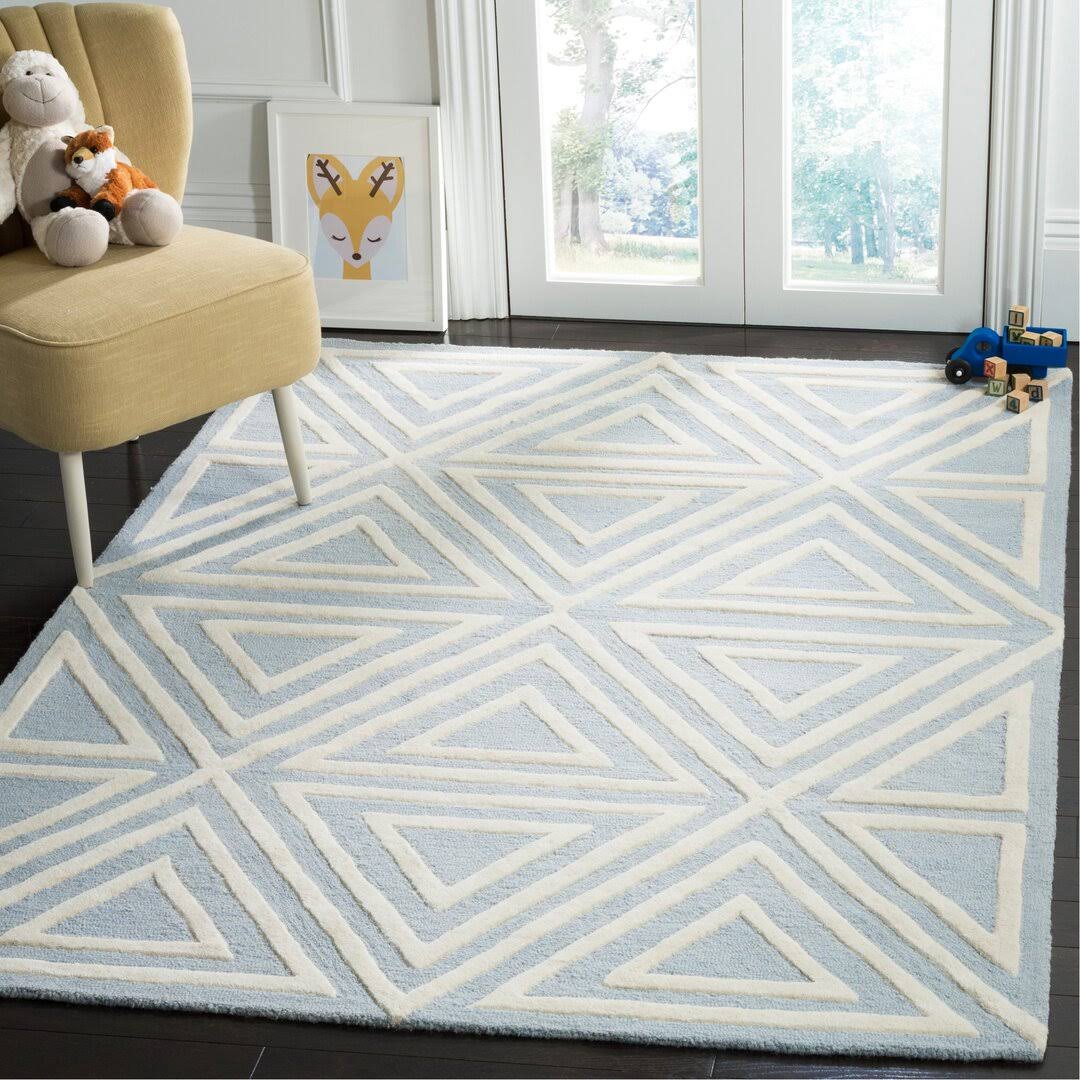 Brenner Geometric Handmade Tufted Wool Blue/Ivory Area Rug Mack & Milo Rug Size: Rectangle 5' X 7' KUSGXPVL_DYKIV