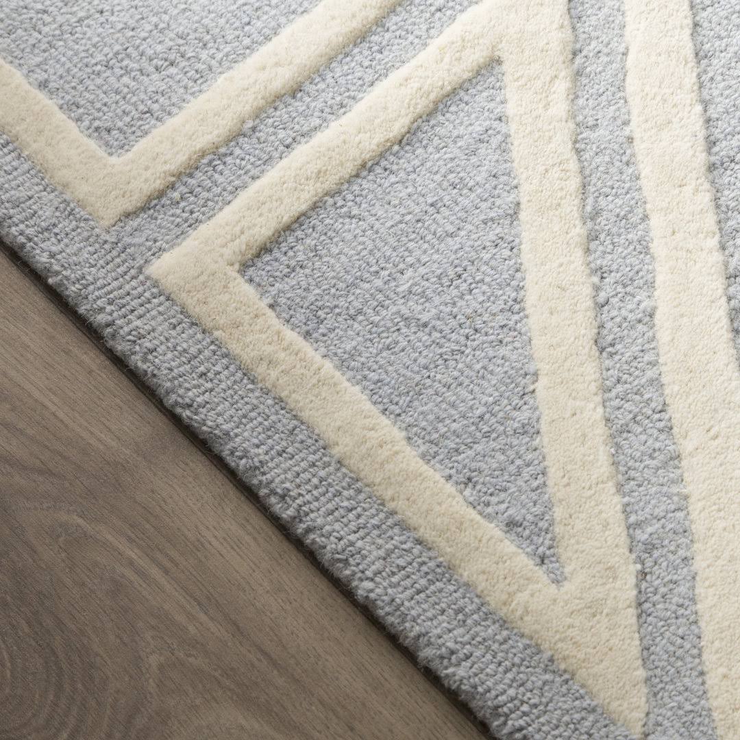 Brenner Geometric Handmade Tufted Wool Blue/Ivory Area Rug Mack & Milo Rug Size: Rectangle 5' X 7' KUSGXPVL_DYKIV