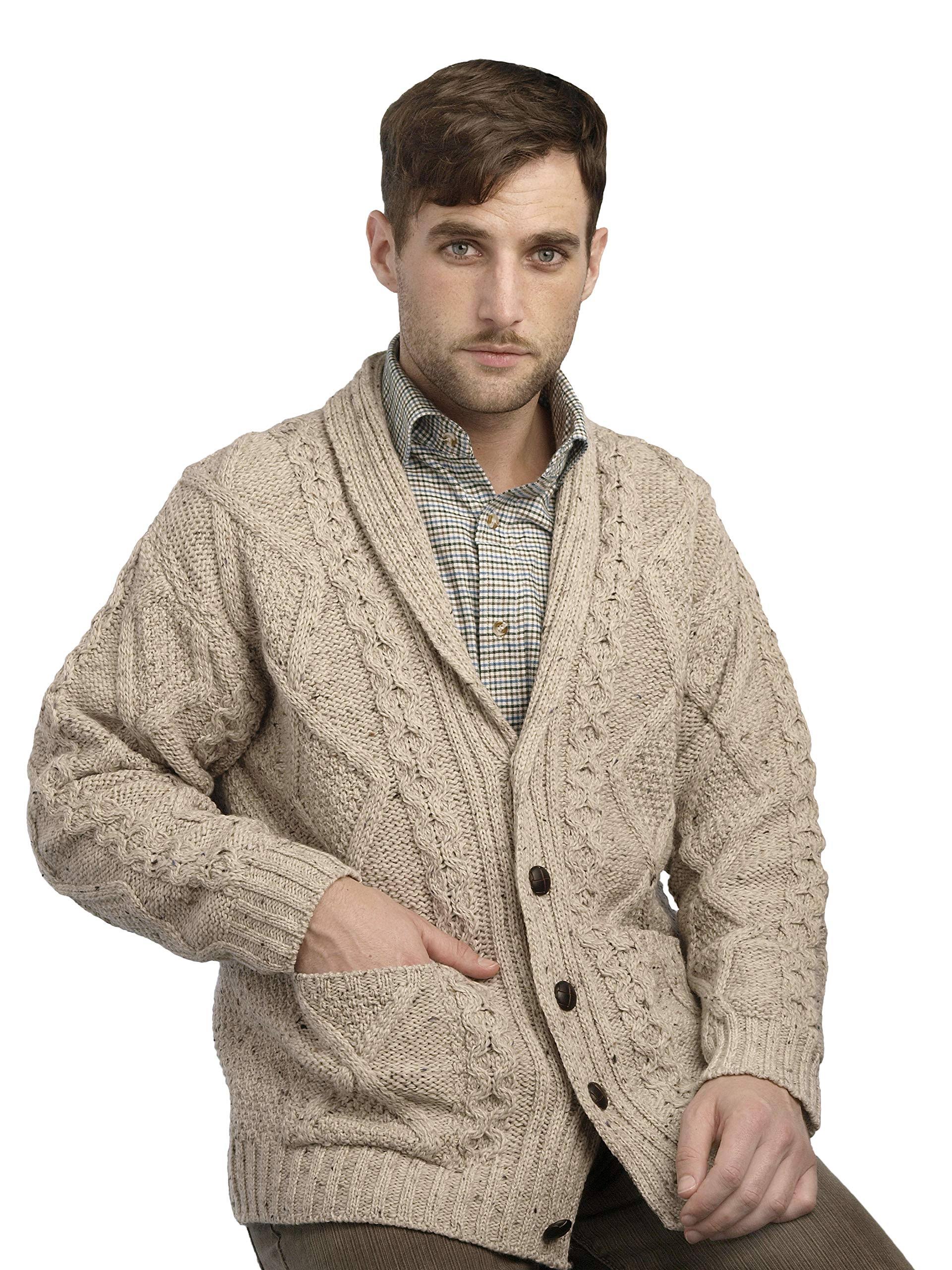 Aran Crafts Shawl Collar Grandfather Cardigan 6RXJKYRY_K3V7L