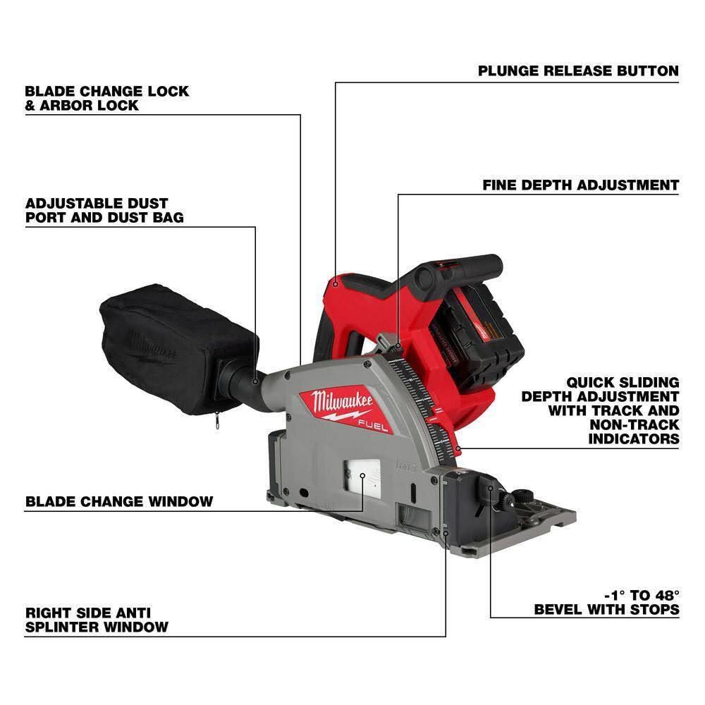 Milwaukee M18 Fuel 18v Lithium-Ion Brushless Cordless 6-1/2 In. Plunge Track Saw Kit With 31 In. Track Saw Guide LAHVKCIP_HTX0S