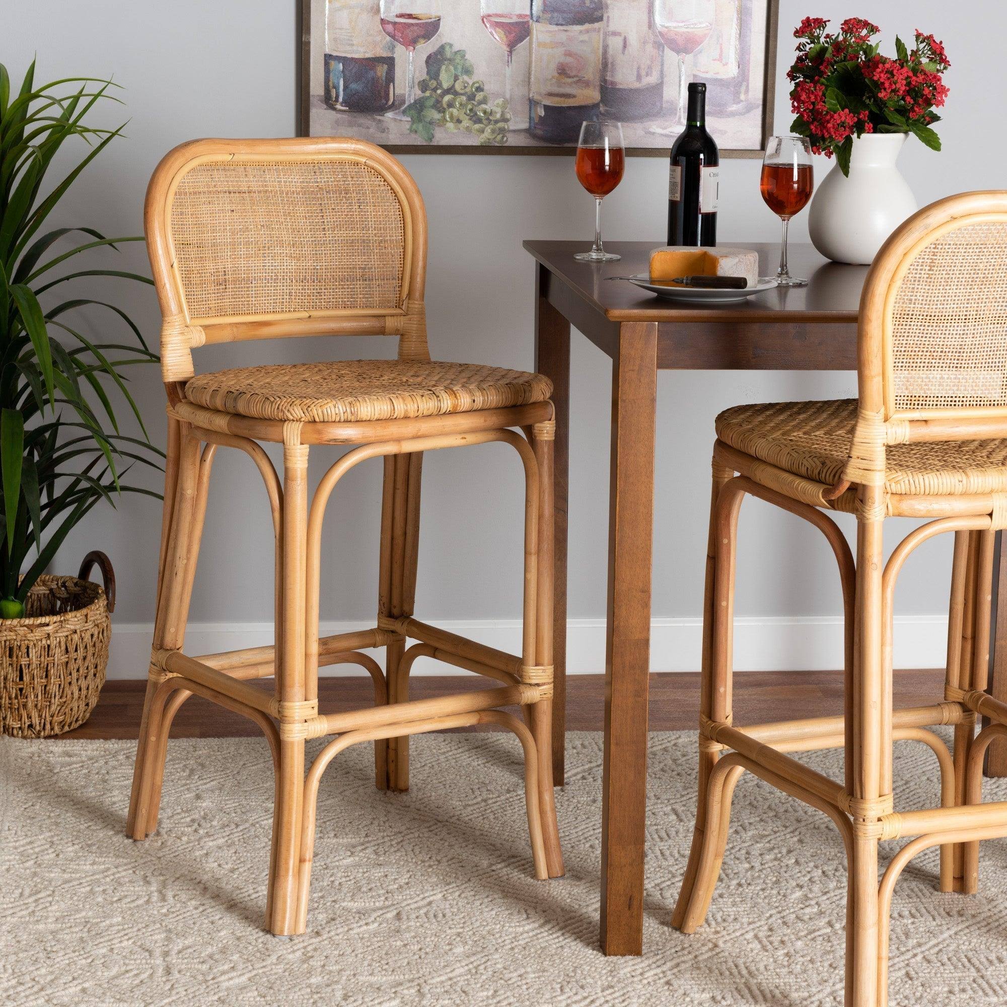 Baxton Studio Adrena Modern Bohemian Natural Brown Rattan Bar VC46Y5I0_WCX5E