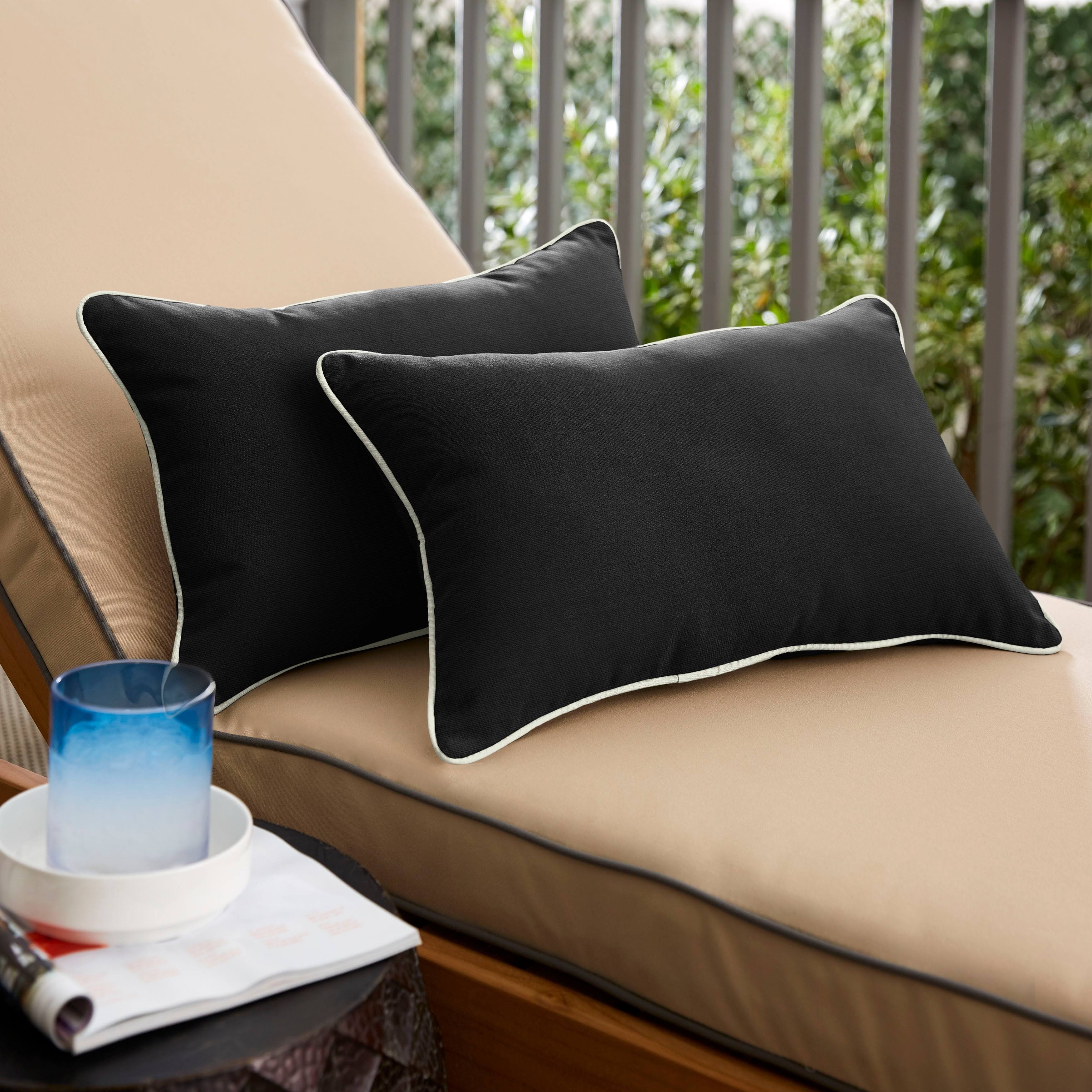 Sunbrella Canvas Black/ Canvas Natural Indoor/ Outdoor Pillows (Set) 12 In X 24 AABJJJRS_3RK43