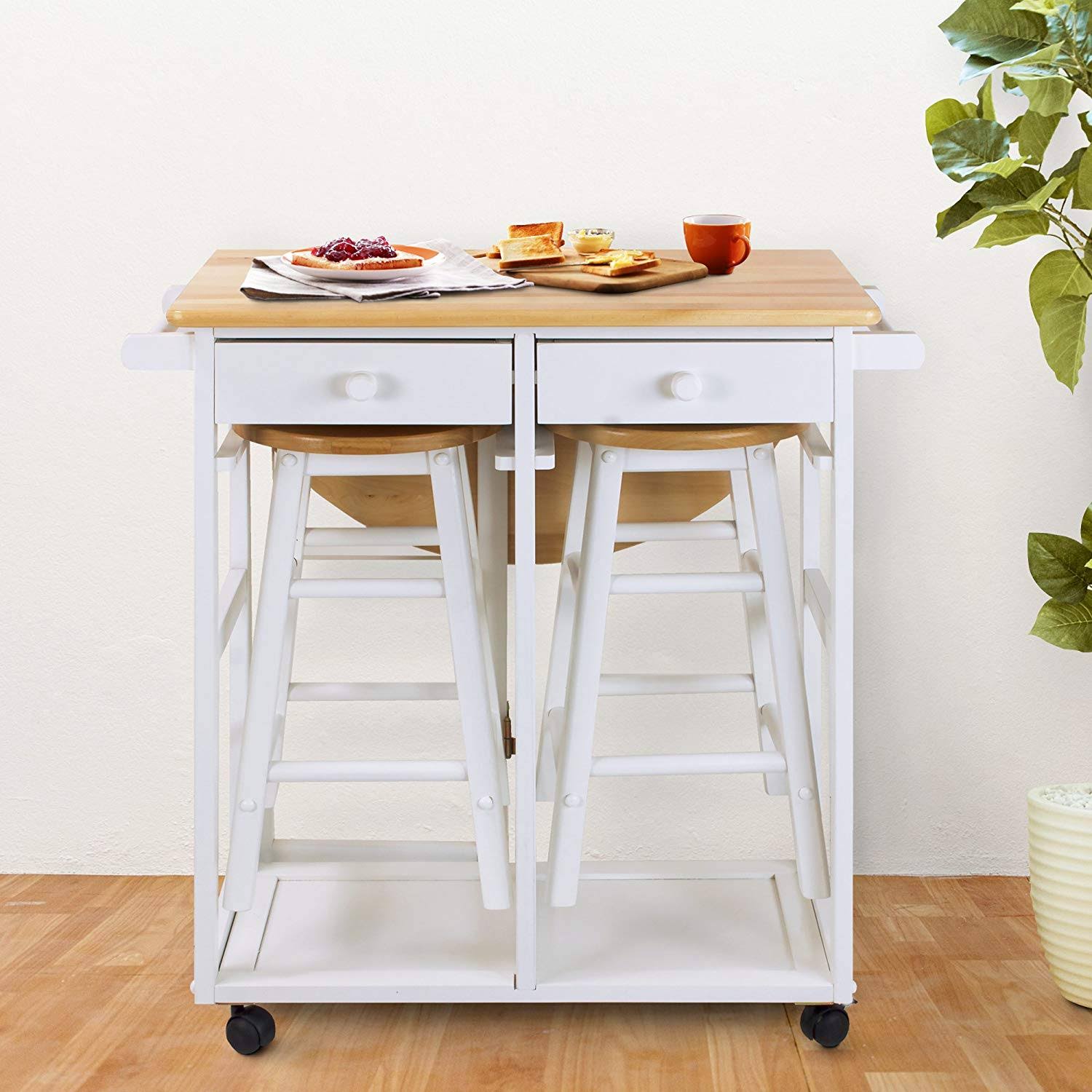 Casual Home Breakfast Cart With Drop-Leaf Table - ELRSELII_LWO13