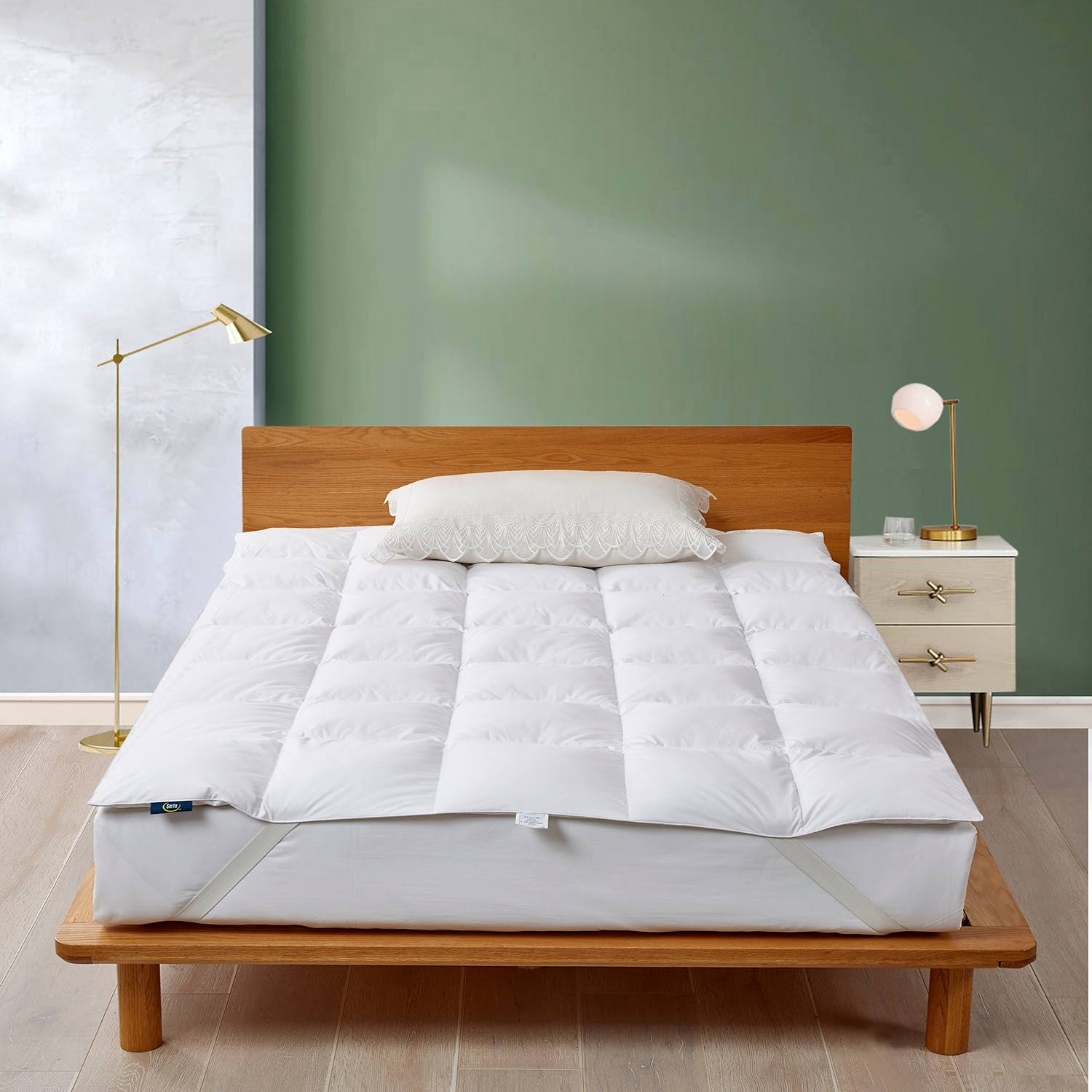 Serta White Goose Feather And Down Fiber Featherbed (Queen) LW61D0O7_MQVFA
