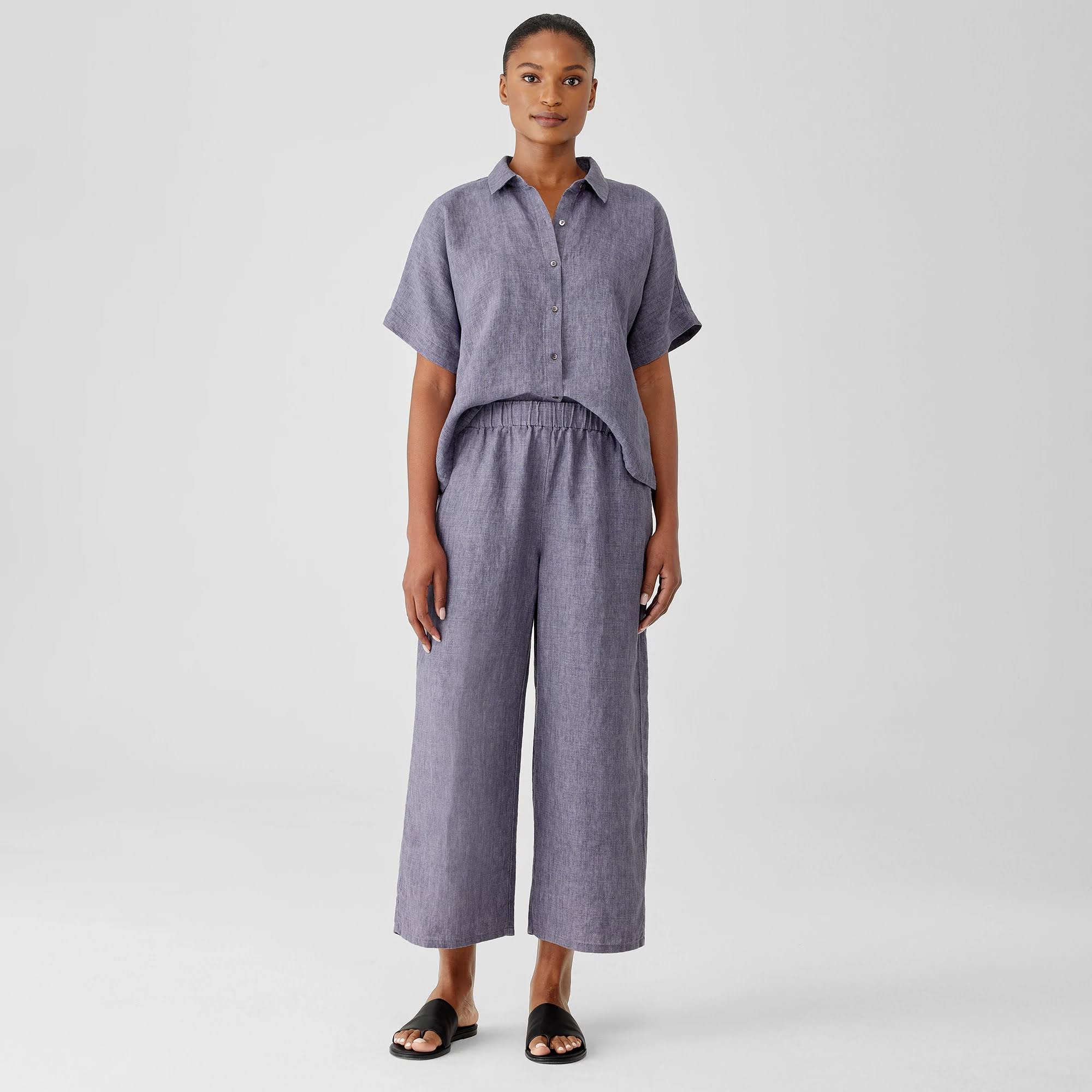 Eileen Fisher Wide Leg Knit Crop Pants In OYPNAOBZ_OAKNI