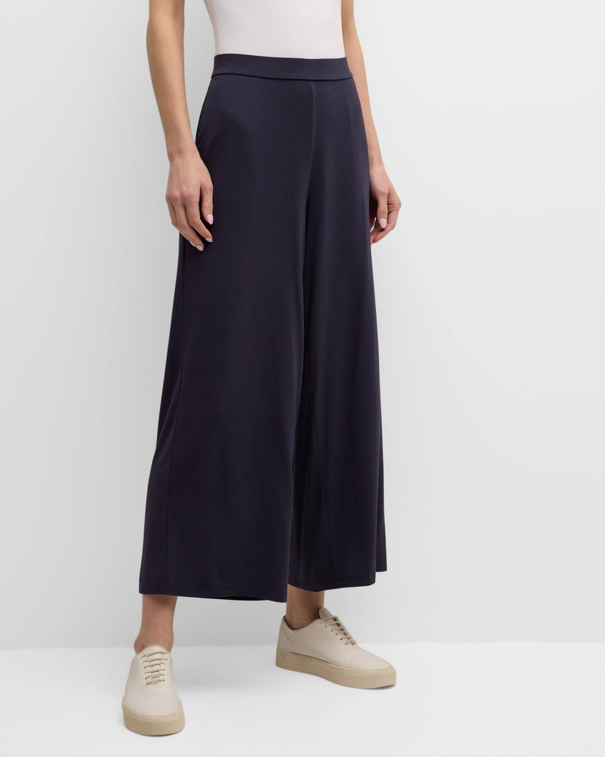 Eileen Fisher Wide Leg Knit Crop Pants In OYPNAOBZ_OAKNI