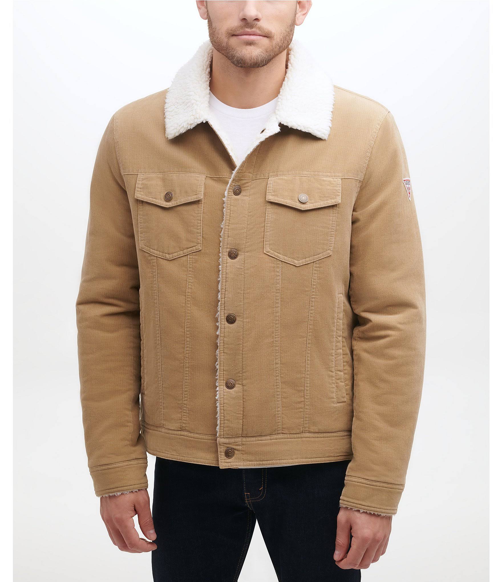 Guess Men's Corduroy Bomber Jacket Brown Size KOGFNJPI_4IH2H
