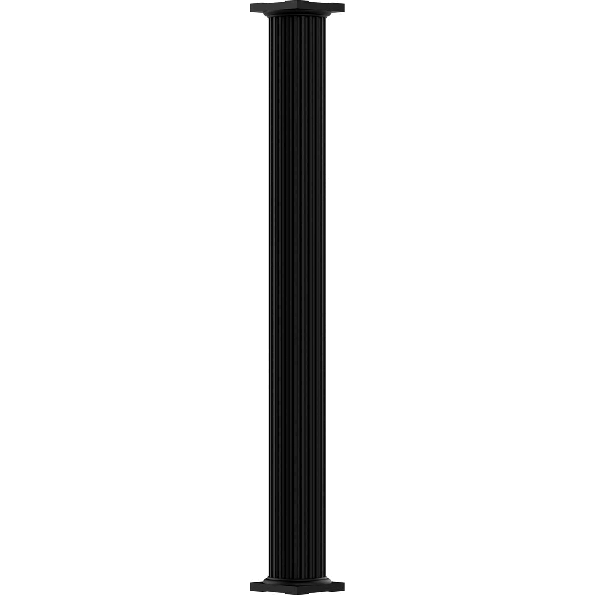 6 X 9' Endura-Aluminum Column, Round Shaft (Load-Bearing 20,000 Lbs), Non-Tapered, Fluted, Textured Black Finish W/ Capital & FE7KPKBG_CCTGD