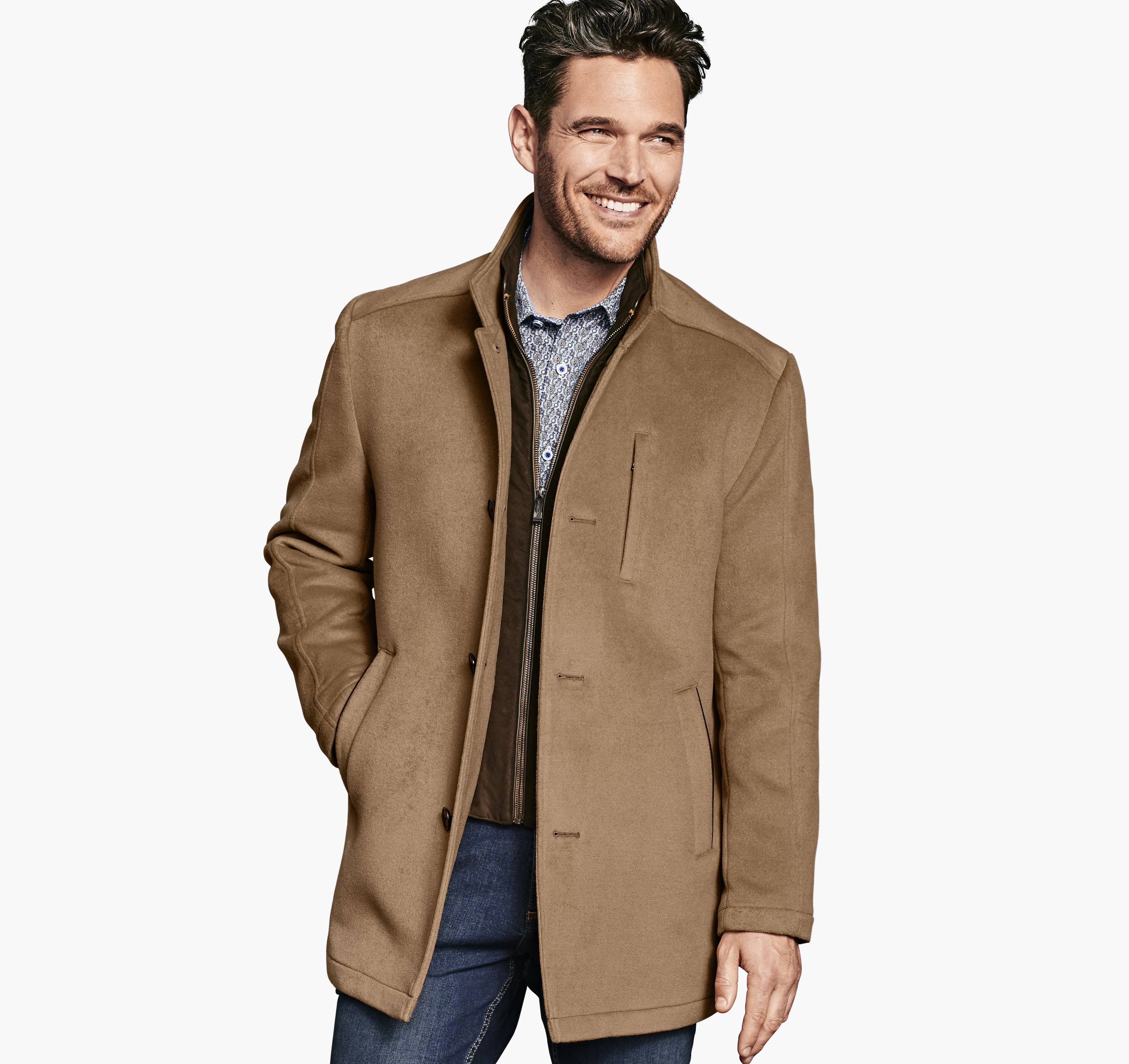 Wool Car Coat - Camel | Johnston & Murphy VSINWZGZ_BVHY5