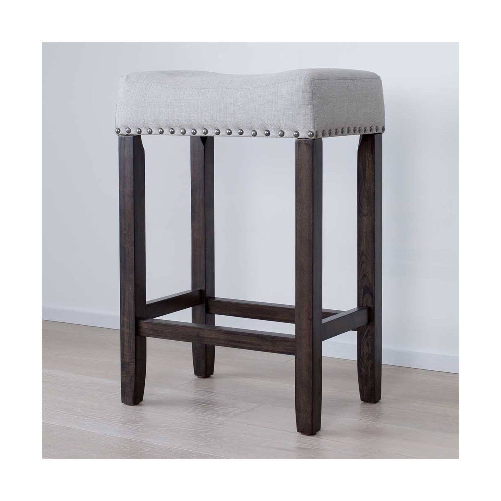 Nathan James Hylie Nailhead Wood Pub-Height Kitchen Counter Bar Stool 24, Gray/Dark QARDEZFL_QGZCQ