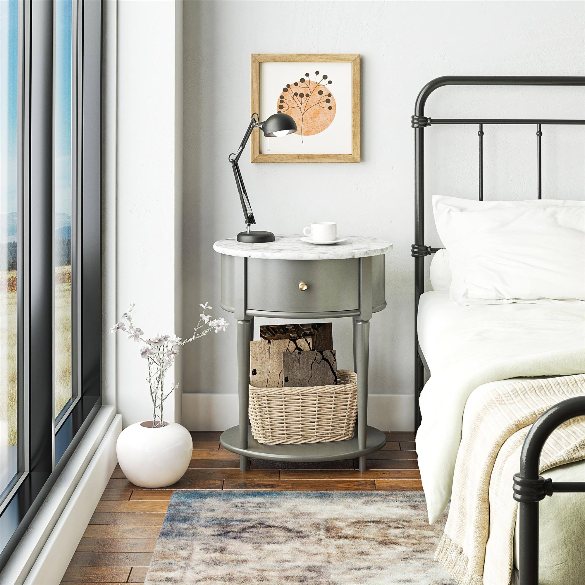 Ameriwood Home Aurora End Table Graphite Gray/White Marble 51CGV4SY_SDMRK