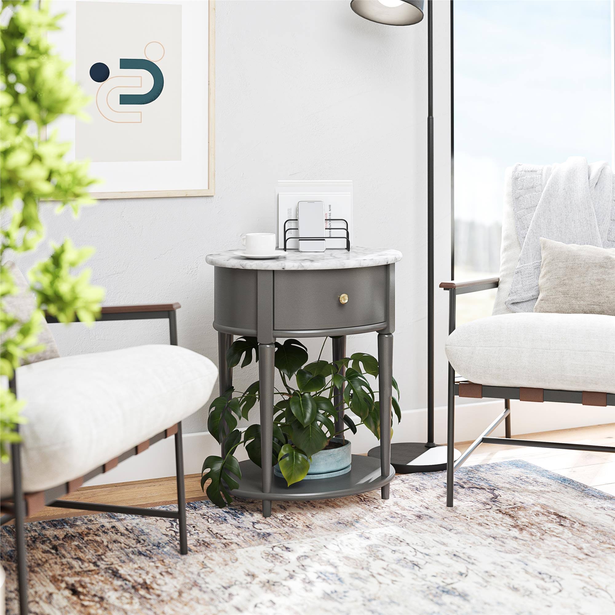 Ameriwood Home Aurora End Table Graphite Gray/White Marble 51CGV4SY_SDMRK