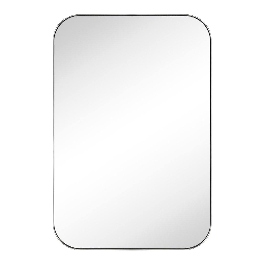 Mid-Century Modern Chic Metal Rounded Wall Mirrors Latitude Run Size: 30 H X 22 W, Finish: Brushed 3B8SV1JU_WUSE3