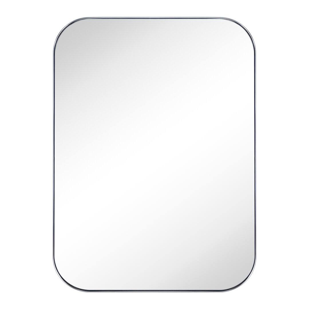Mid-Century Modern Chic Metal Rounded Wall Mirrors Latitude Run Size: 30 H X 22 W, Finish: Brushed 3B8SV1JU_WUSE3