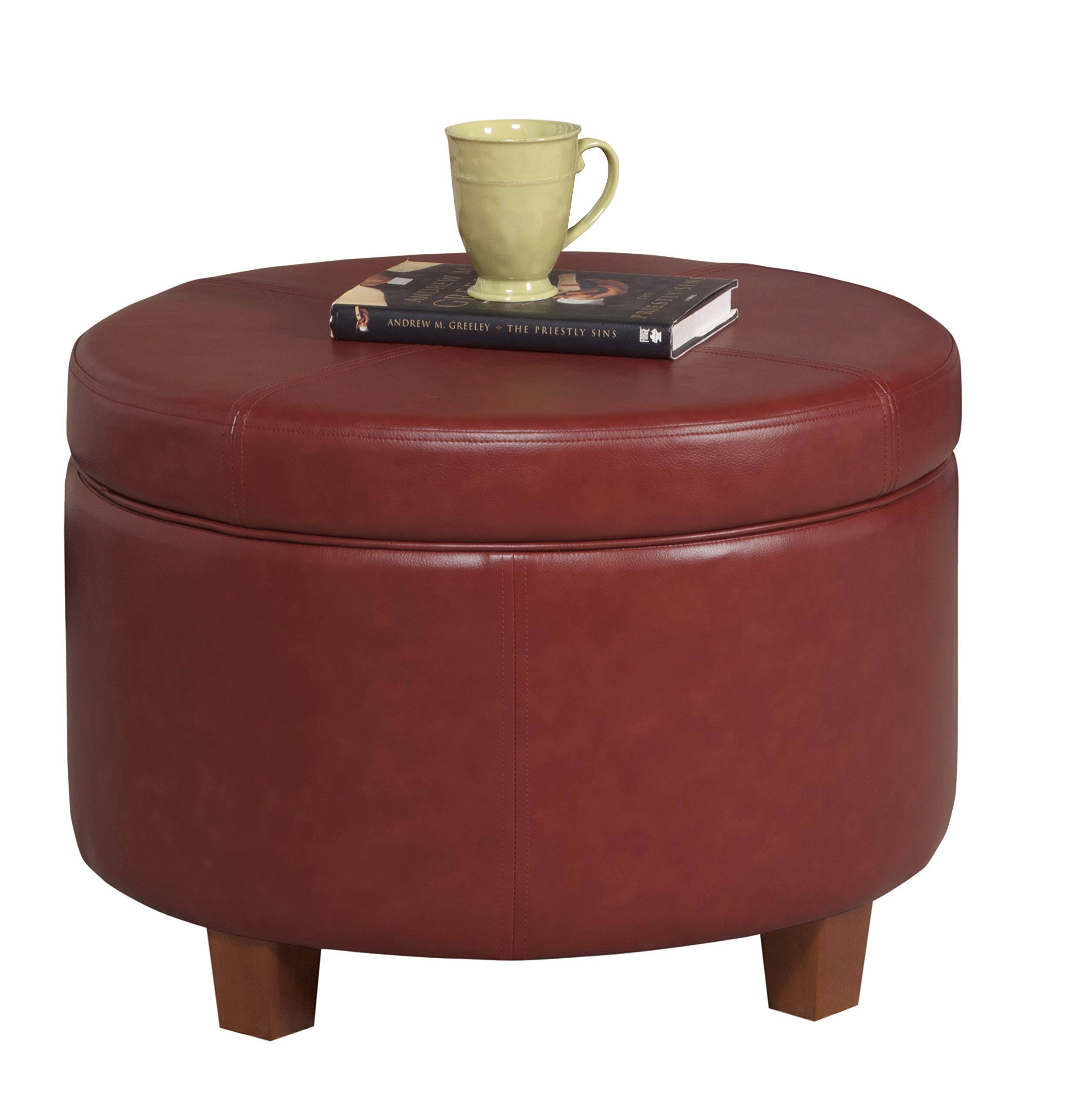 Homepop Round Leatherette Storage Ottoman With Lid JZAOLLXD_CVSOQ