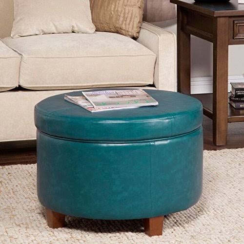 Homepop Round Leatherette Storage Ottoman With Lid JZAOLLXD_CVSOQ