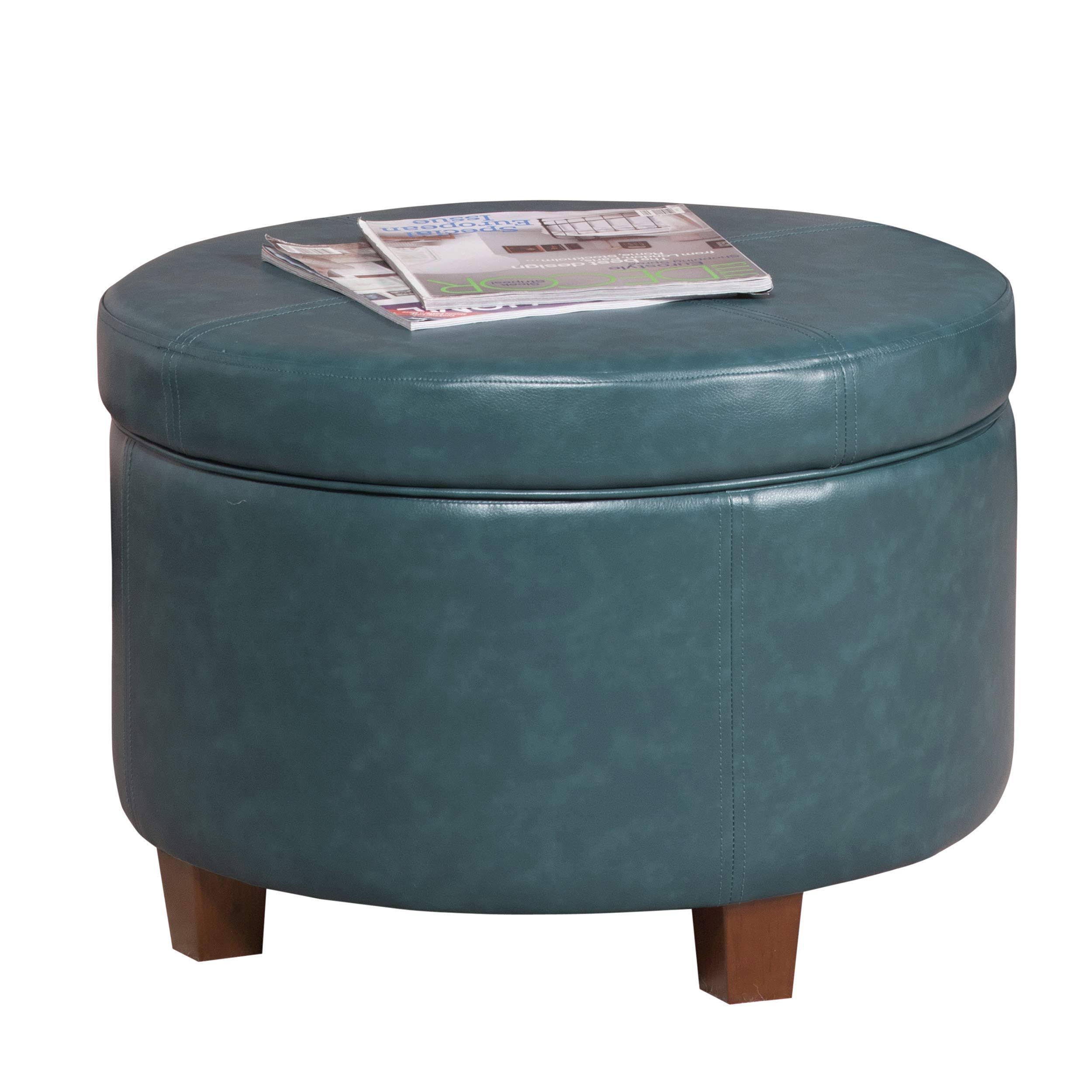 Homepop Round Leatherette Storage Ottoman With Lid JZAOLLXD_CVSOQ