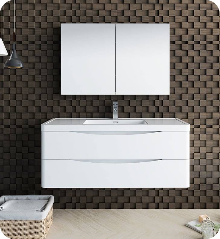 Fresca Fcb9048wh Tuscany 48 Glossy White Wall Hung Modern Bathroom 2TWVDYNZ_KED52