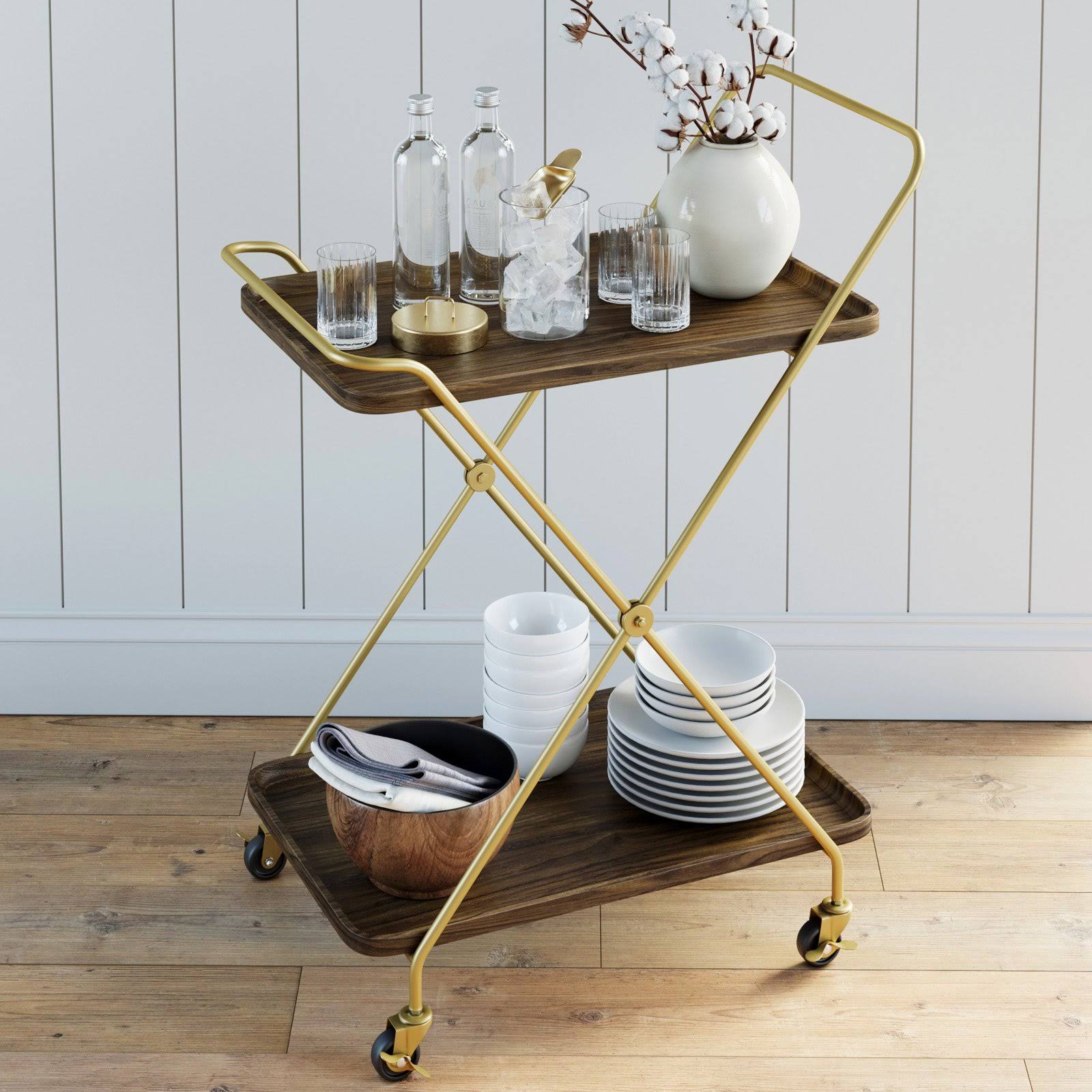 Nathan James Hallie 2 Tray Rolling Bar / Serving AXTGNFKV_GDQ5T