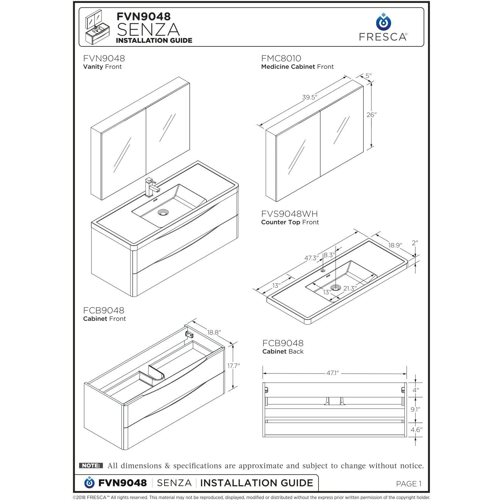 Fresca Fcb9048wh Tuscany 48 Glossy White Wall Hung Modern Bathroom 2TWVDYNZ_KED52