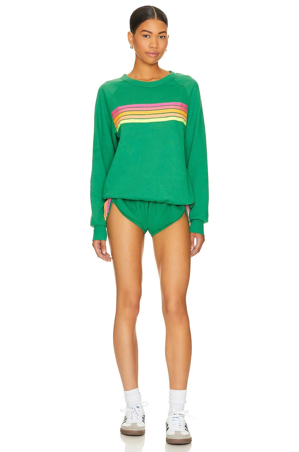 Aviator Nation Women's X Revolve 5 Stripe Jogger Short - Green - Mini QRKDVIXM_IVHB7