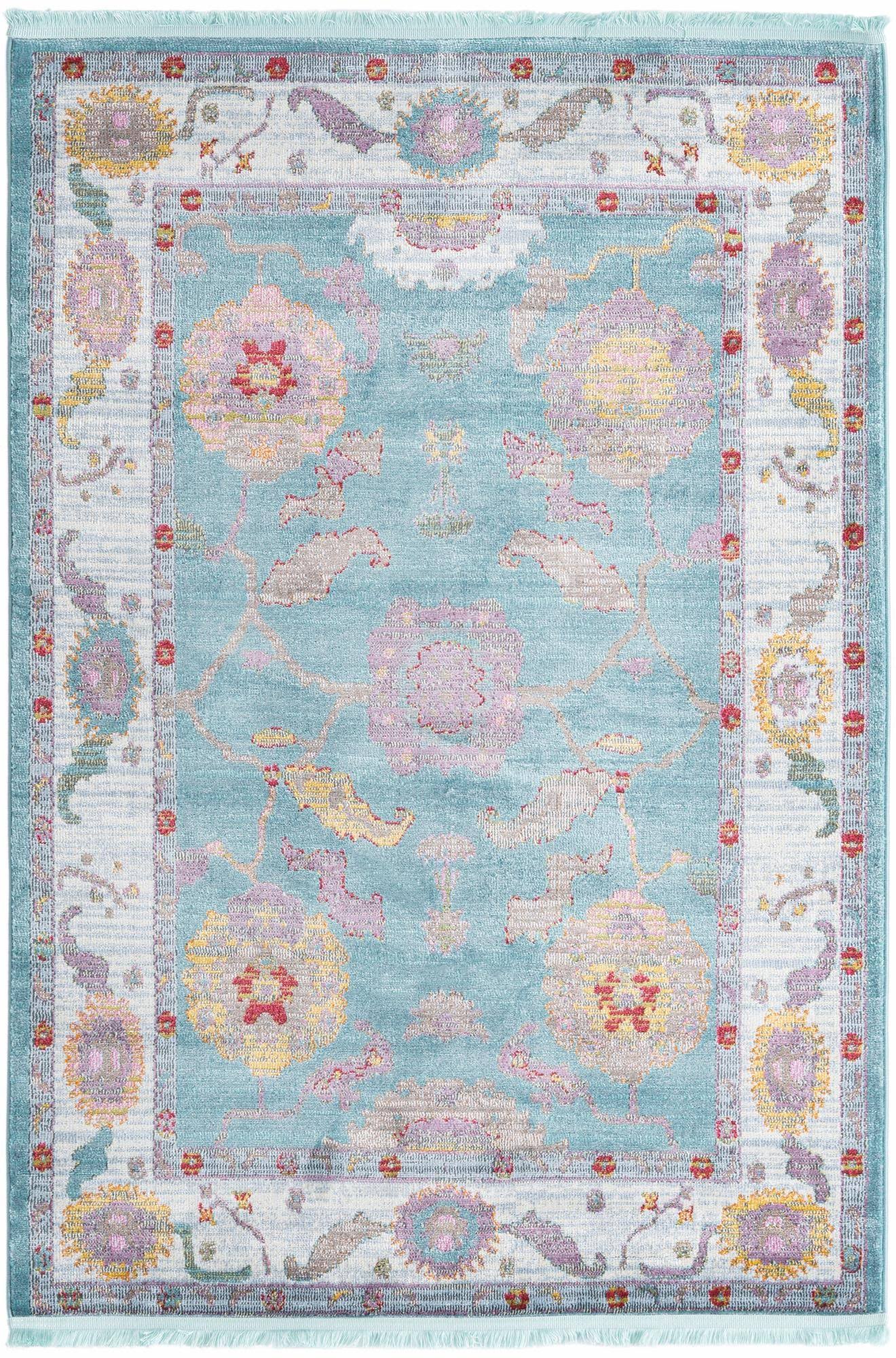 Unique Loom Paragon 4x6 Aqua And Blue Blue Floral Area MU1LOYU3_ITT65