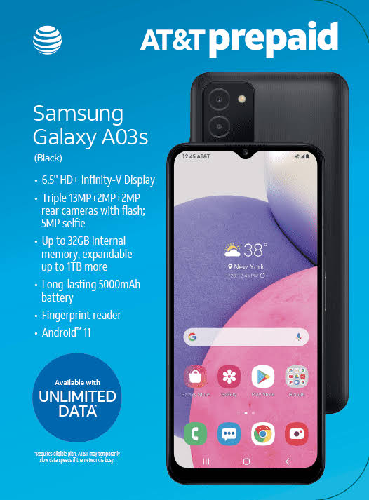 At&T Prepaid Samsung Galaxy A03s (32gb) Smartphone - ULHT8903_VLTDN