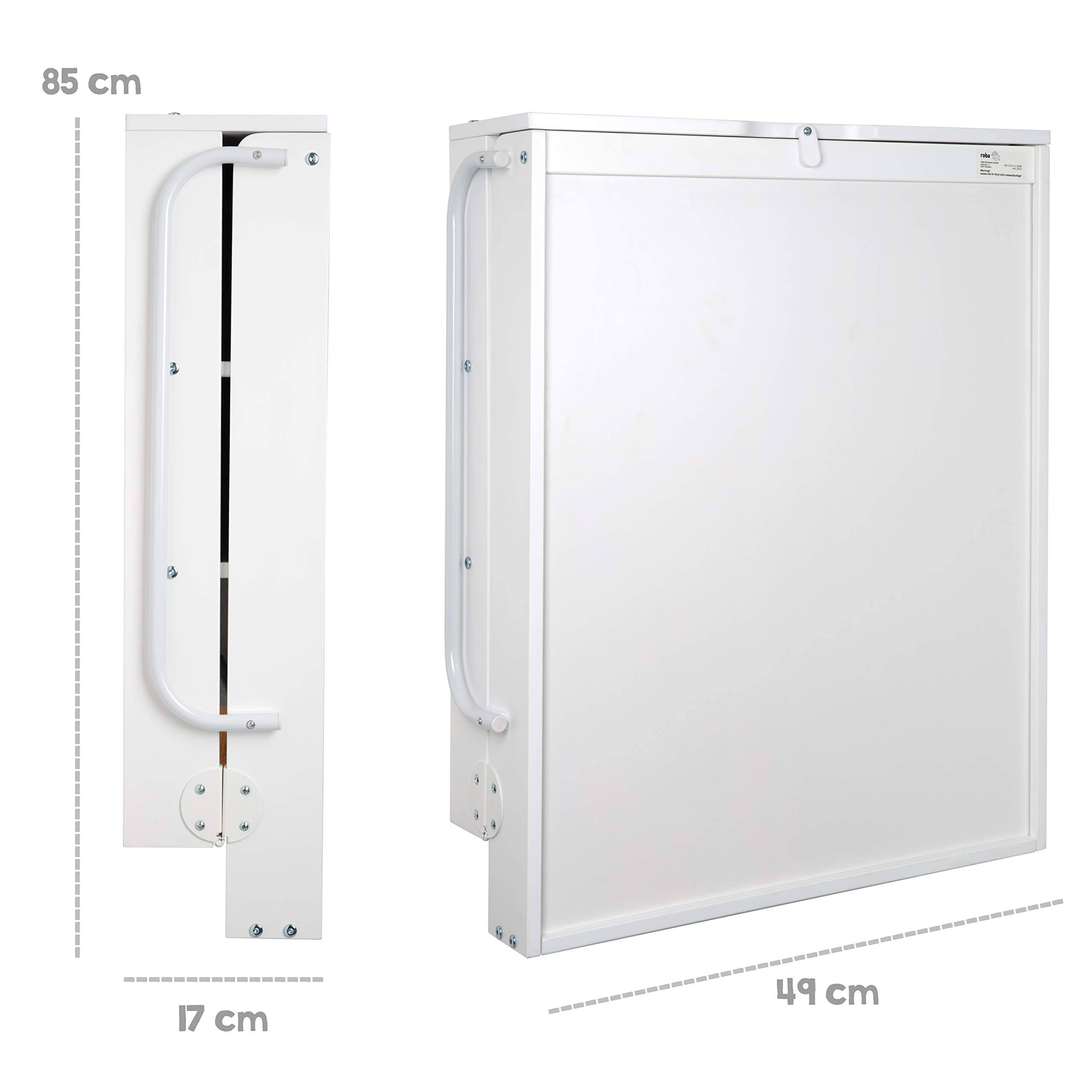 Roba Wall Mounted Foldable Baby Changing Table - White & Gray - With Changing Pad & Shelves, Birth Up To 33 O8WCKJRO_WKC2T