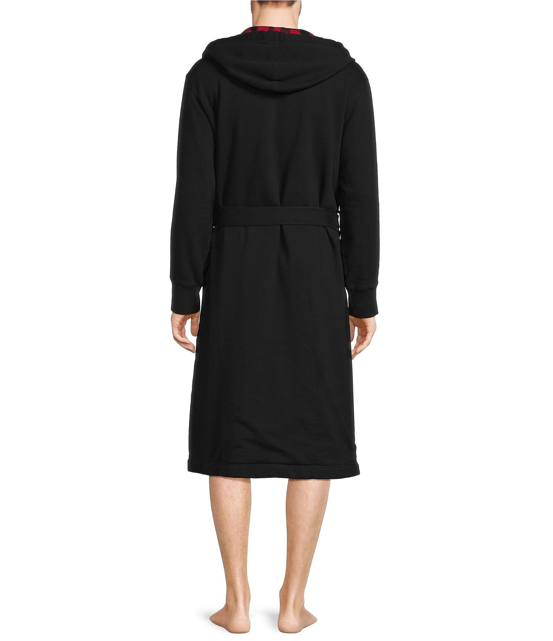 L.L.Bean Rugby Flannel Lined Hooded Robe In Ink Black/Rob Roy At Nordstrom, Size X-HJCCZHIC_HJ5Y2