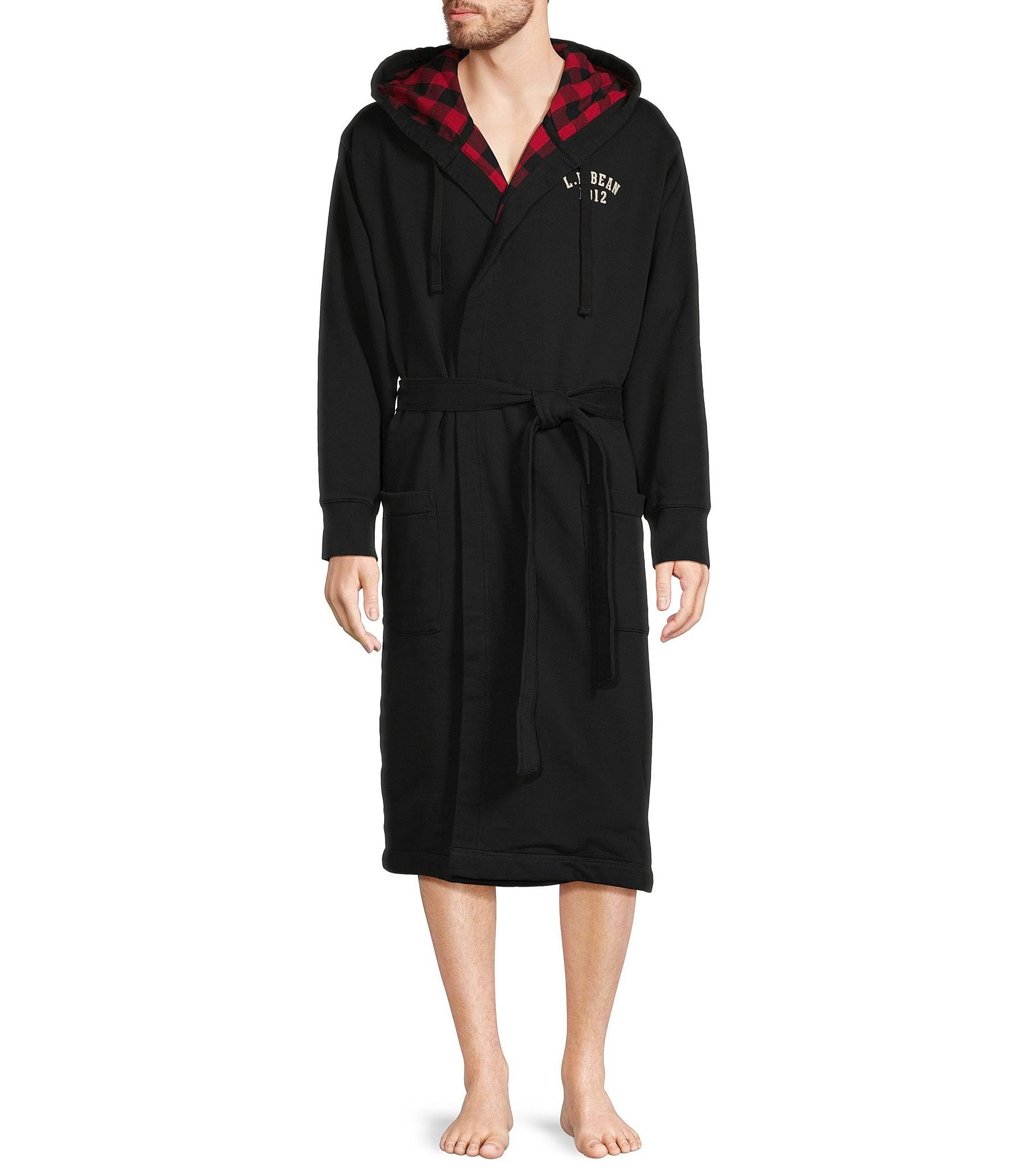 L.L.Bean Rugby Flannel Lined Hooded Robe In Ink Black/Rob Roy At Nordstrom, Size X-HJCCZHIC_HJ5Y2